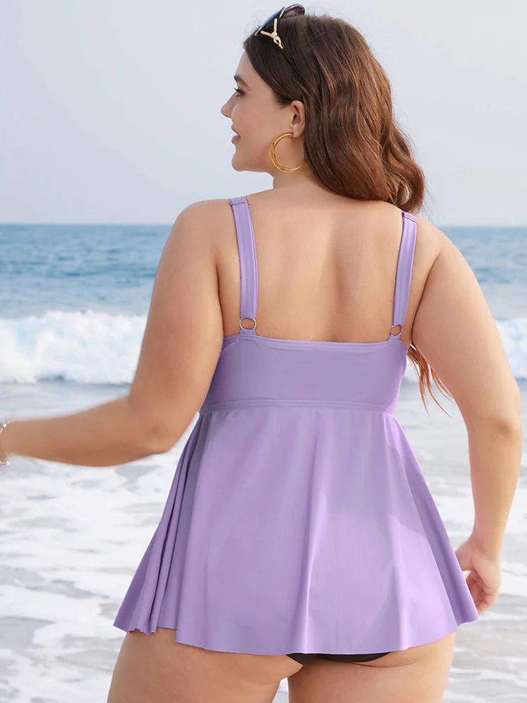 Crossover Front A Line Adjustable Straps Tankini Top - Image 2