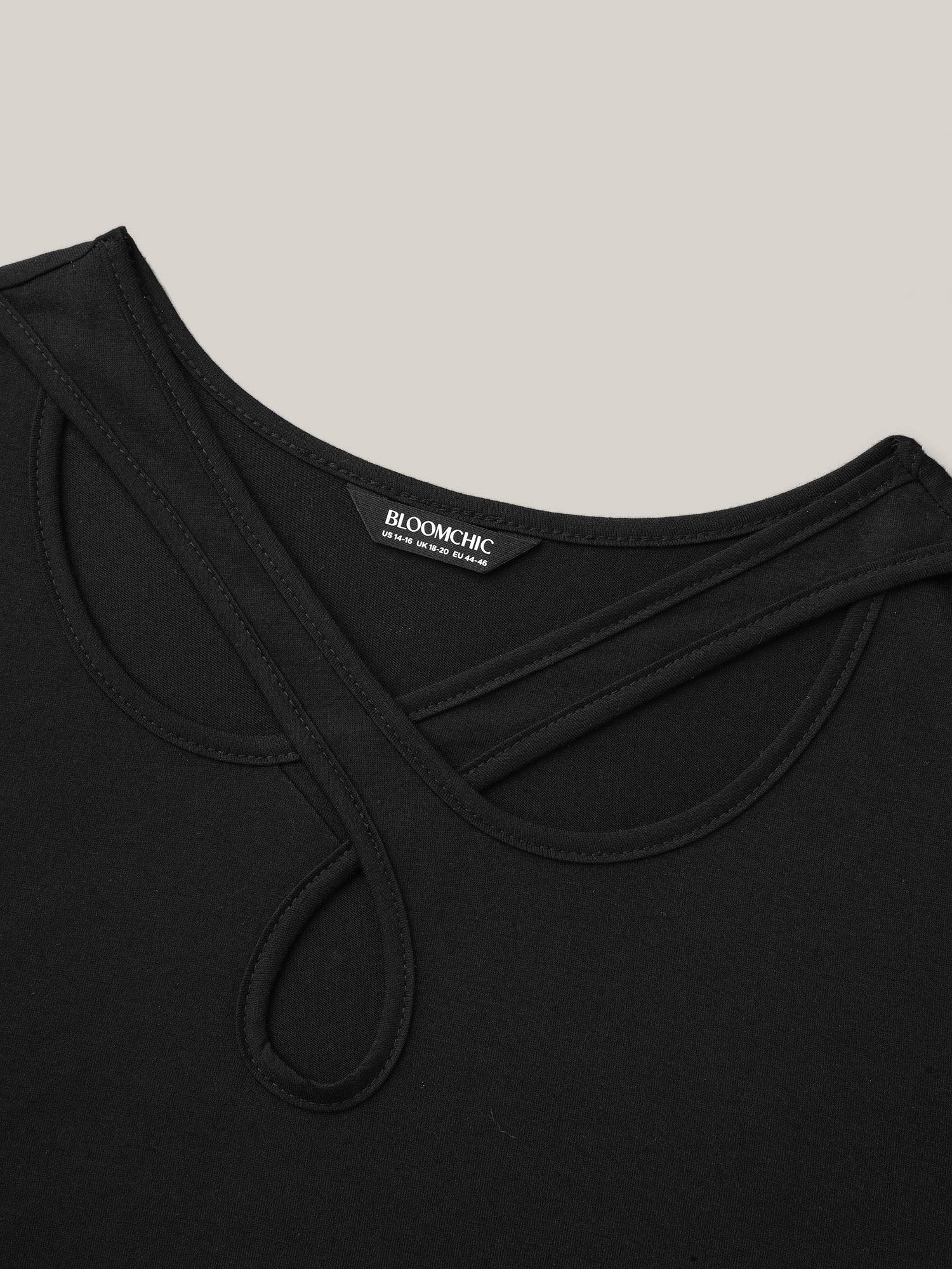 Crossover Keyhole Plain Stretchy T-Shirt - Image 6