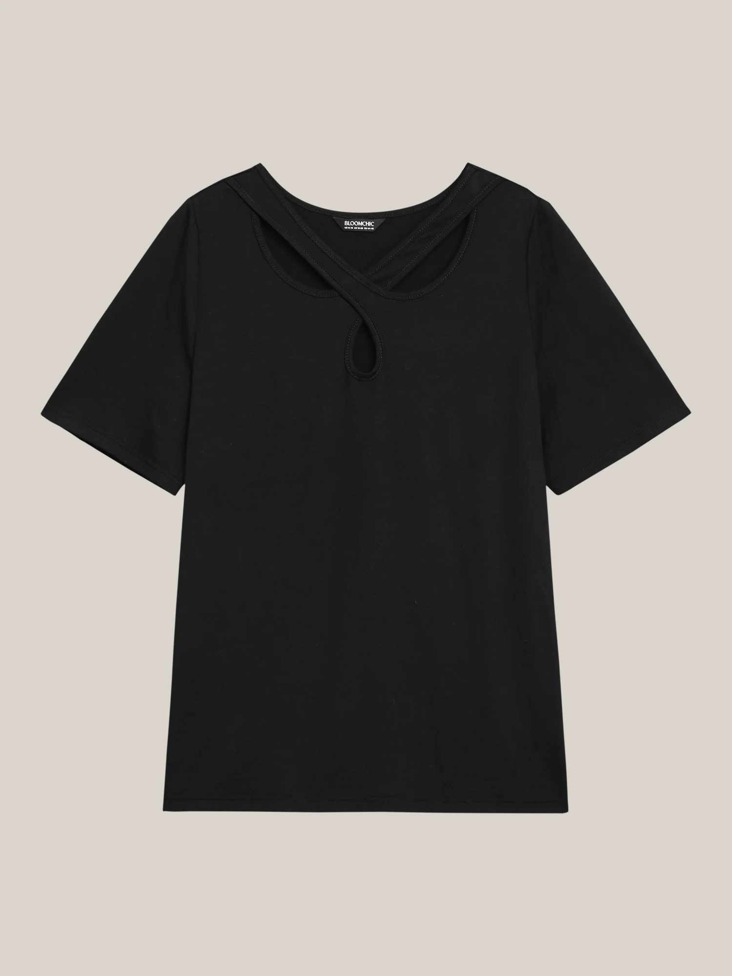 Crossover Keyhole Plain Stretchy T-Shirt - Image 7