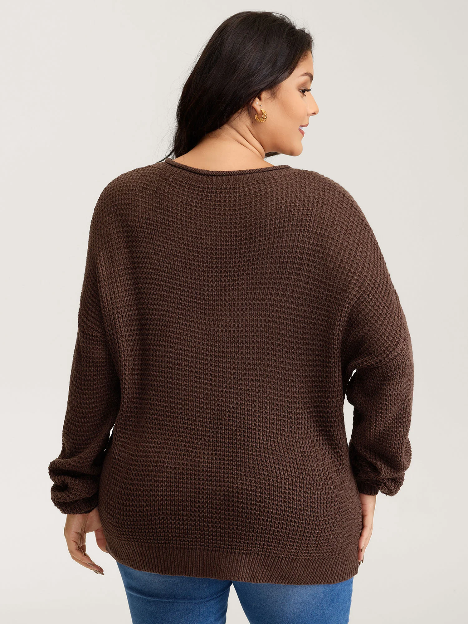 Crossover Textured Balloon Sleeve Pullover - Image 4