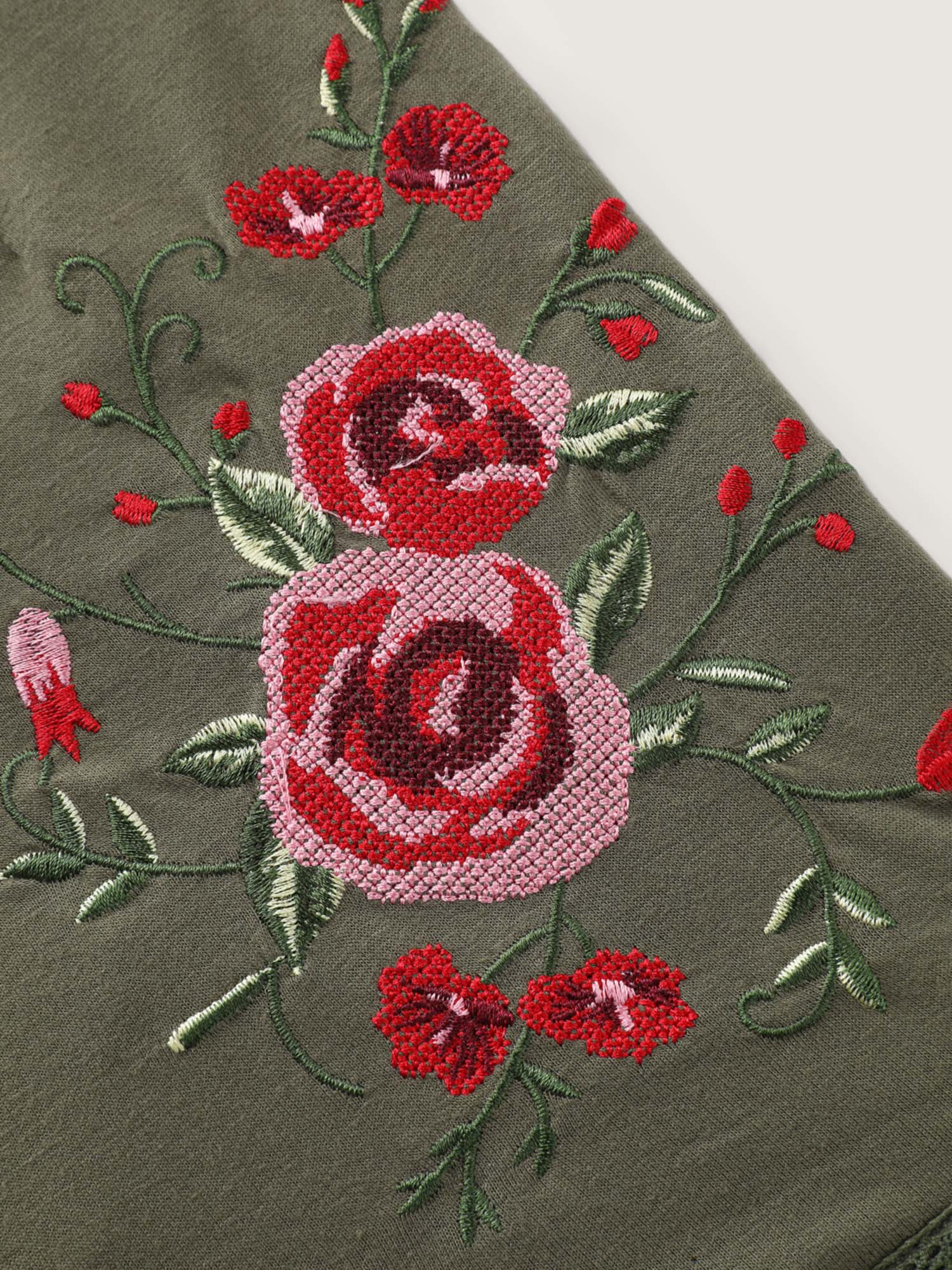 Crossstich Lace Trim Floral Embroidery Sweatshirt - Image 6
