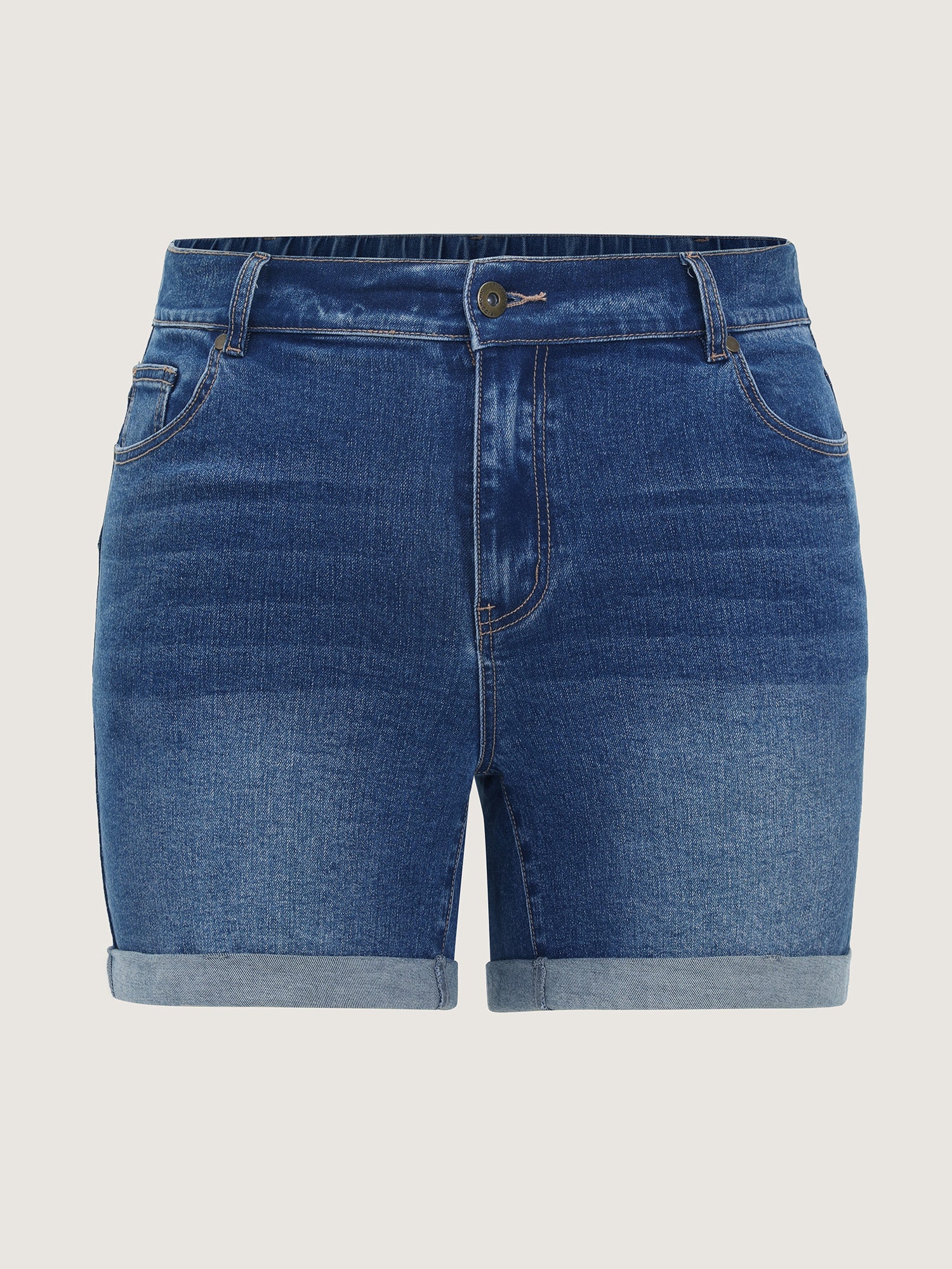 Curve-Friendly Stretchy Straight-Leg Denim Shorts - Image 10