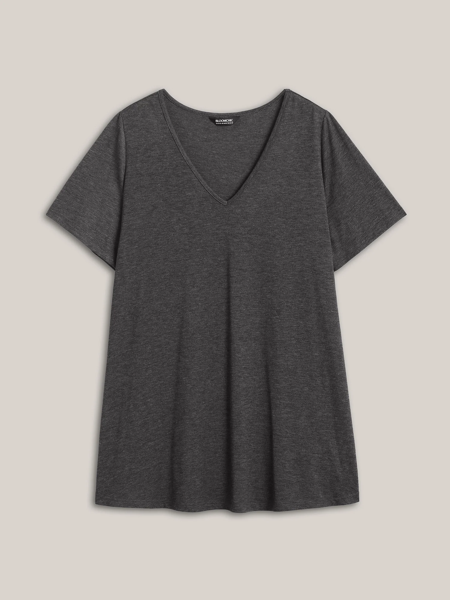 Curved Hem V-Neck Plain Knit Top - Image 6