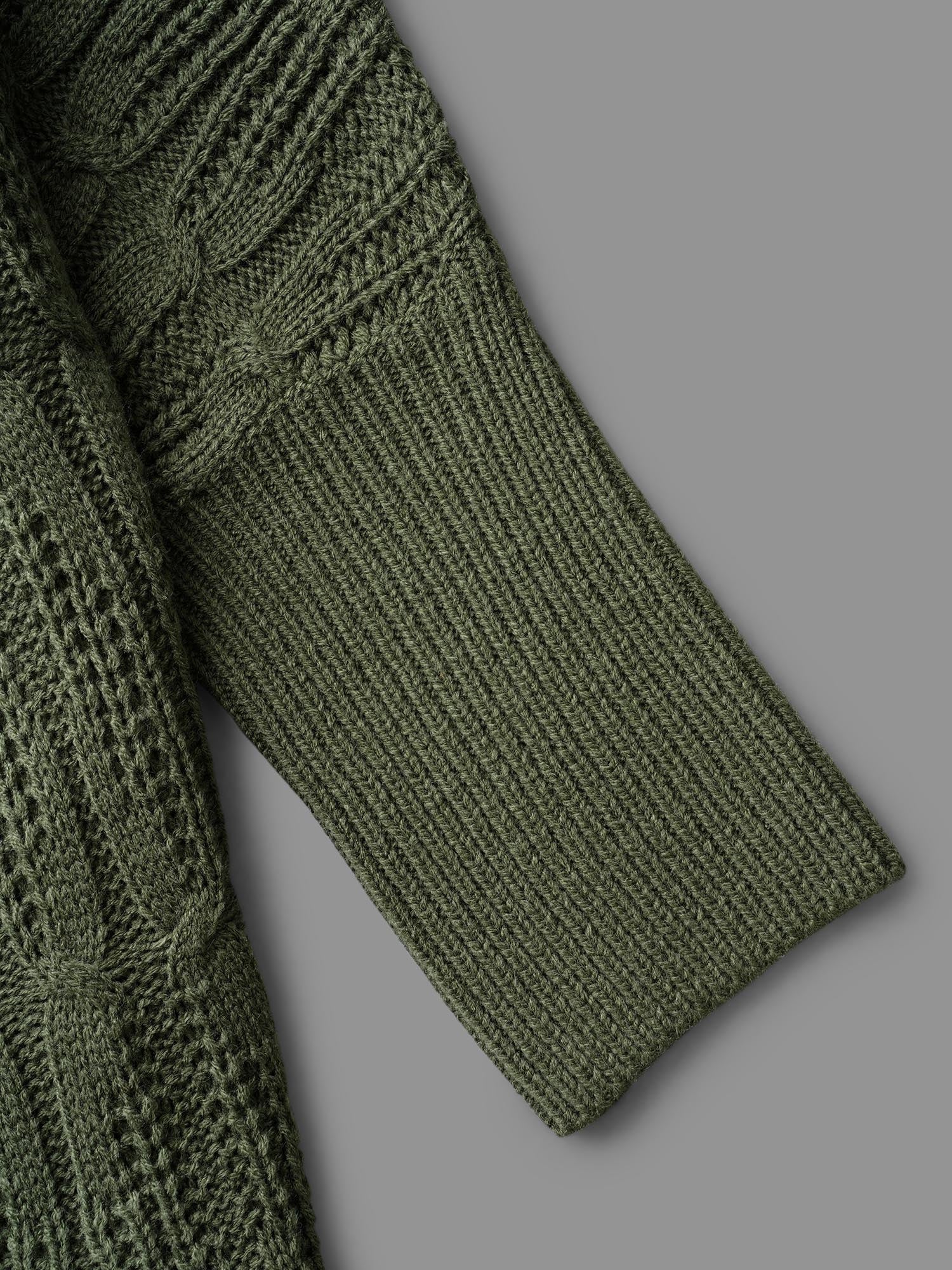 Curved Open-Front Dolman Sleeve Knit Cardigan - Image 7