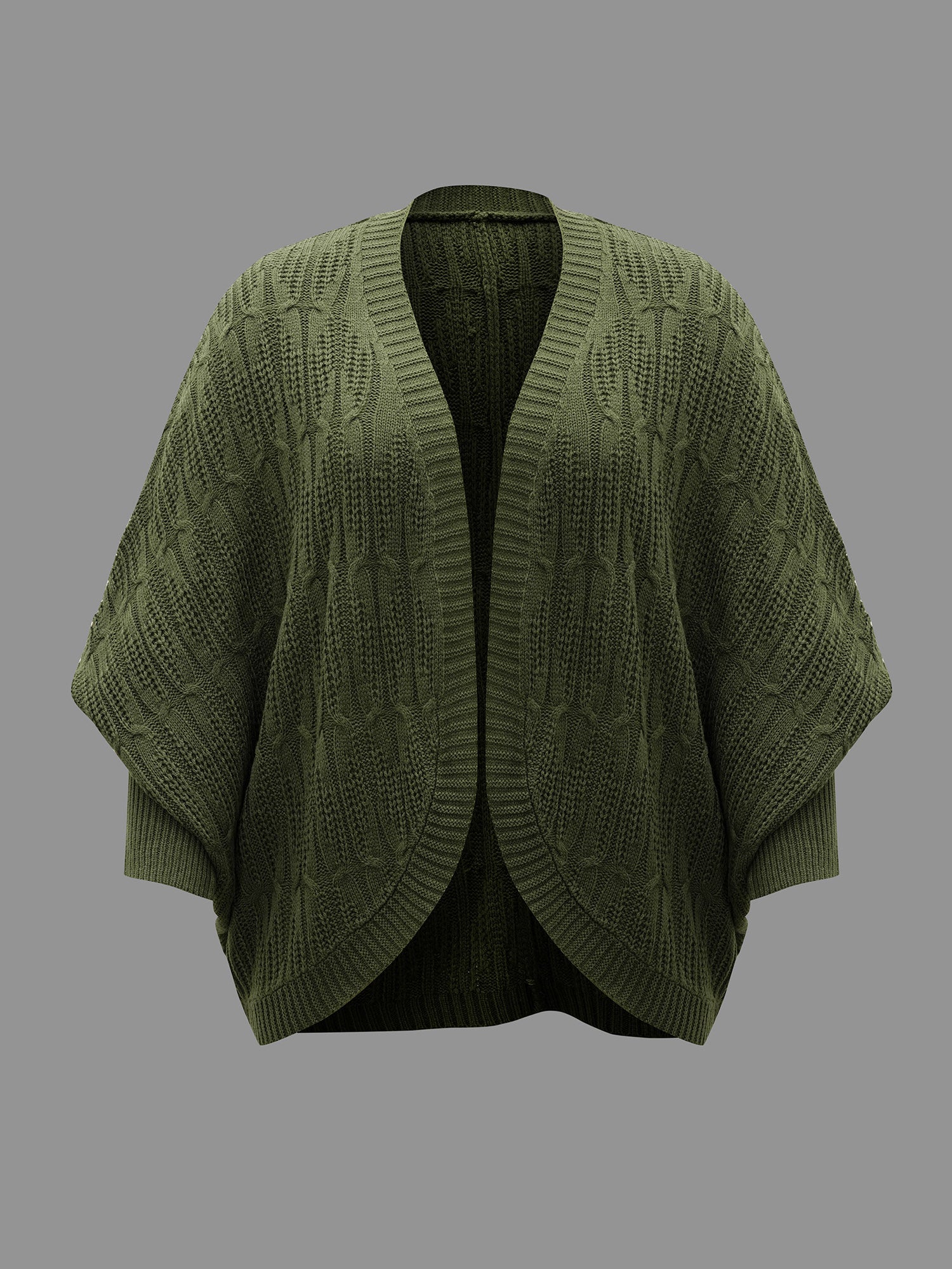 Curved Open-Front Dolman Sleeve Knit Cardigan - Image 8