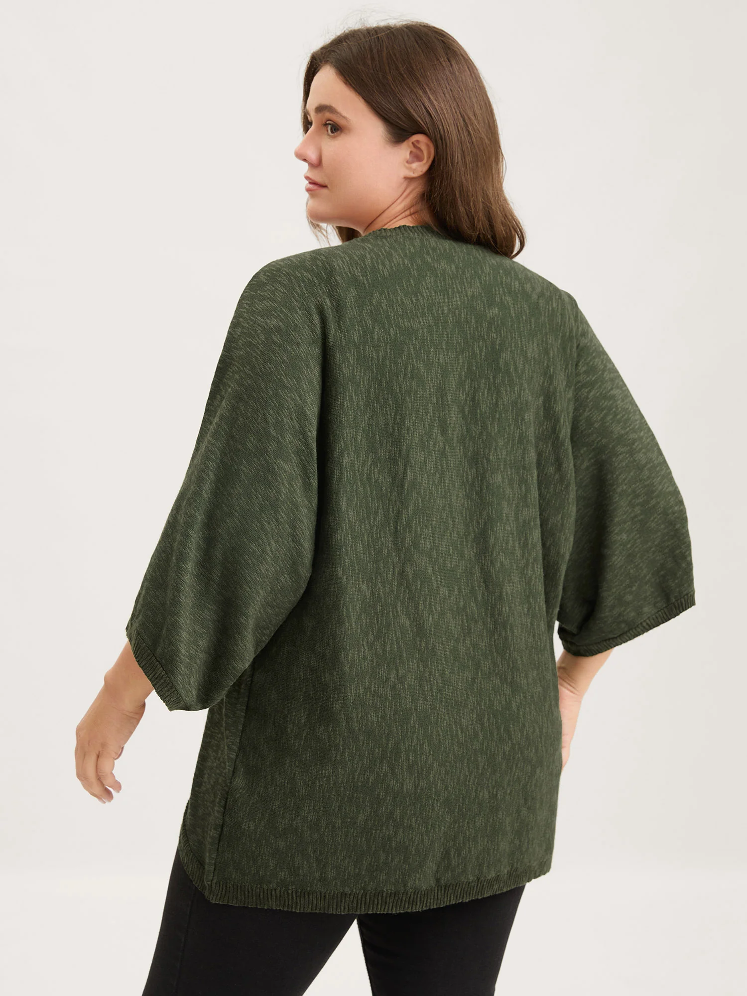 Curvy Hem Solid Open-Front Lightweight Cardigan - Image 4