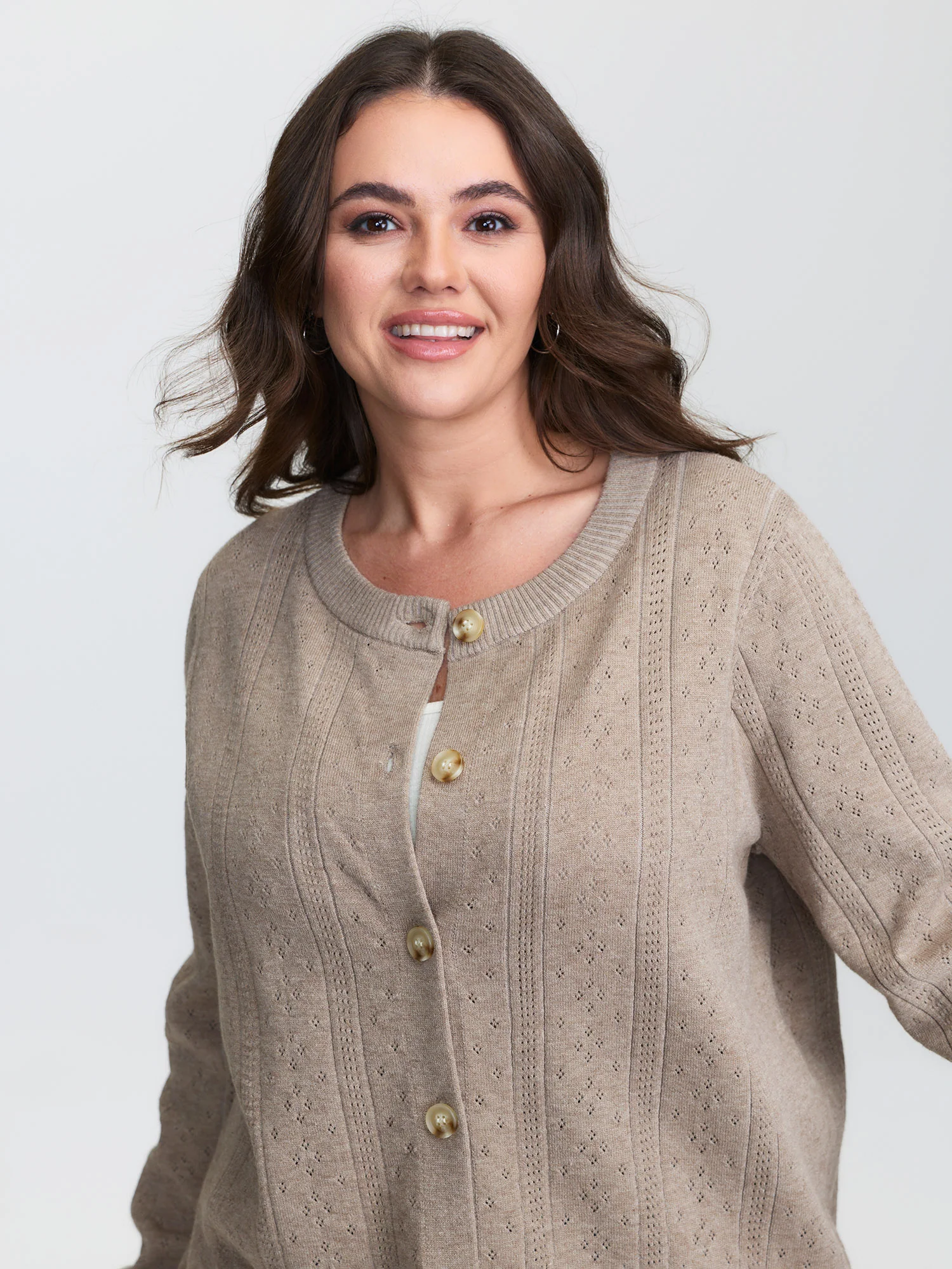 Cut-Out Button Front Knit Cardigan - Image 2