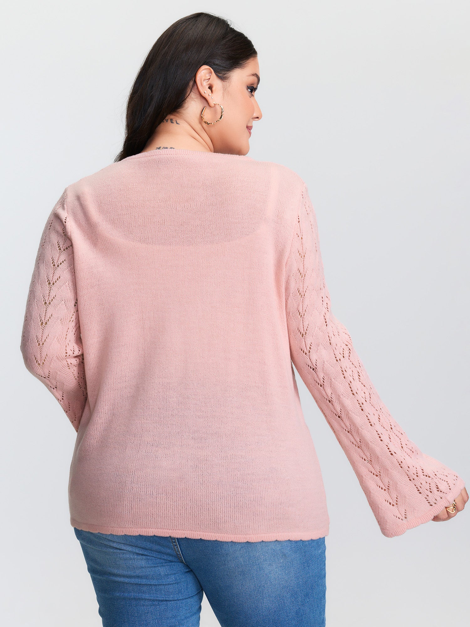 Cut-Out Curvy Front-Tie Knit Cardigan - Image 5