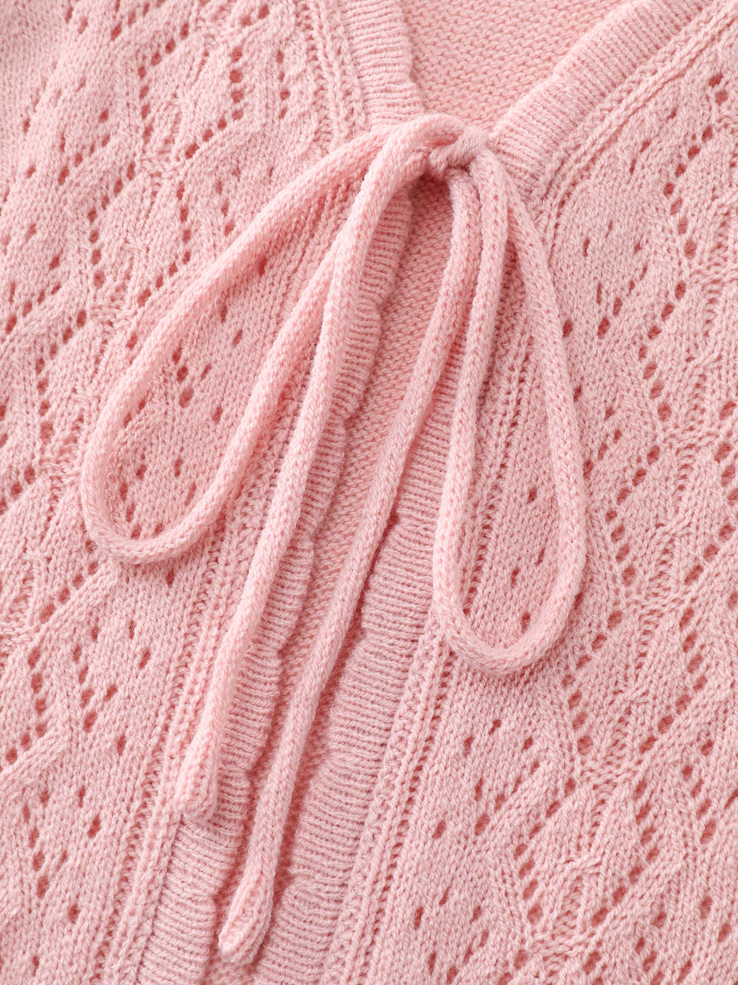 Cut-Out Curvy Front-Tie Knit Cardigan - Image 6