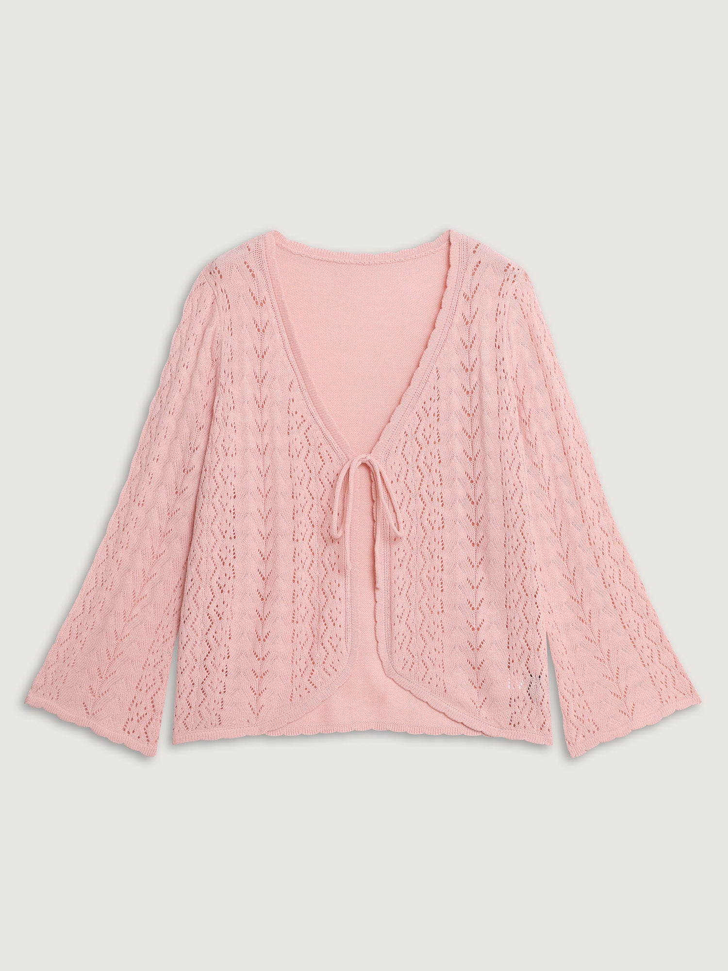 Cut-Out Curvy Front-Tie Knit Cardigan - Image 9