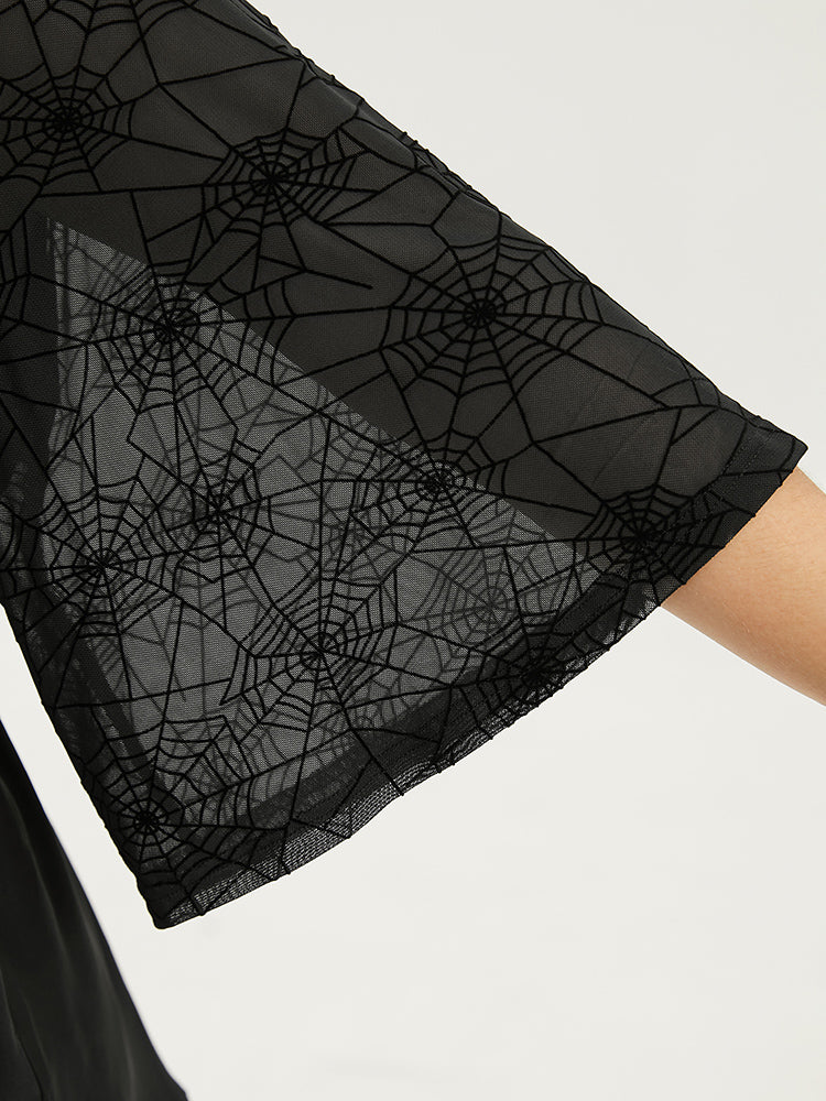 Halloween Cut Out Elastic Waist Guipure Lace Blouse - Image 7