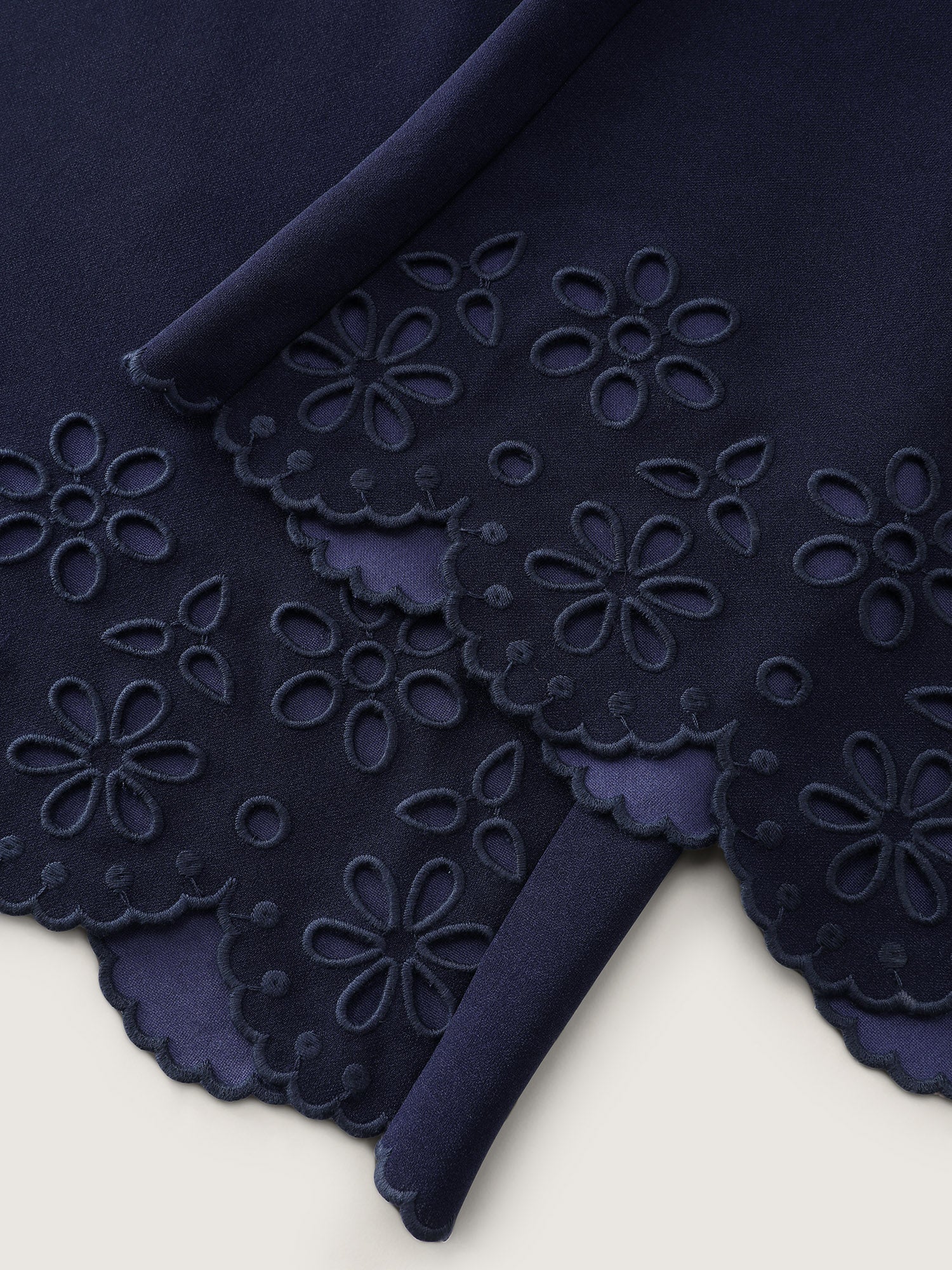Cut-Out Embroidered Hem Plain Pants - Image 7