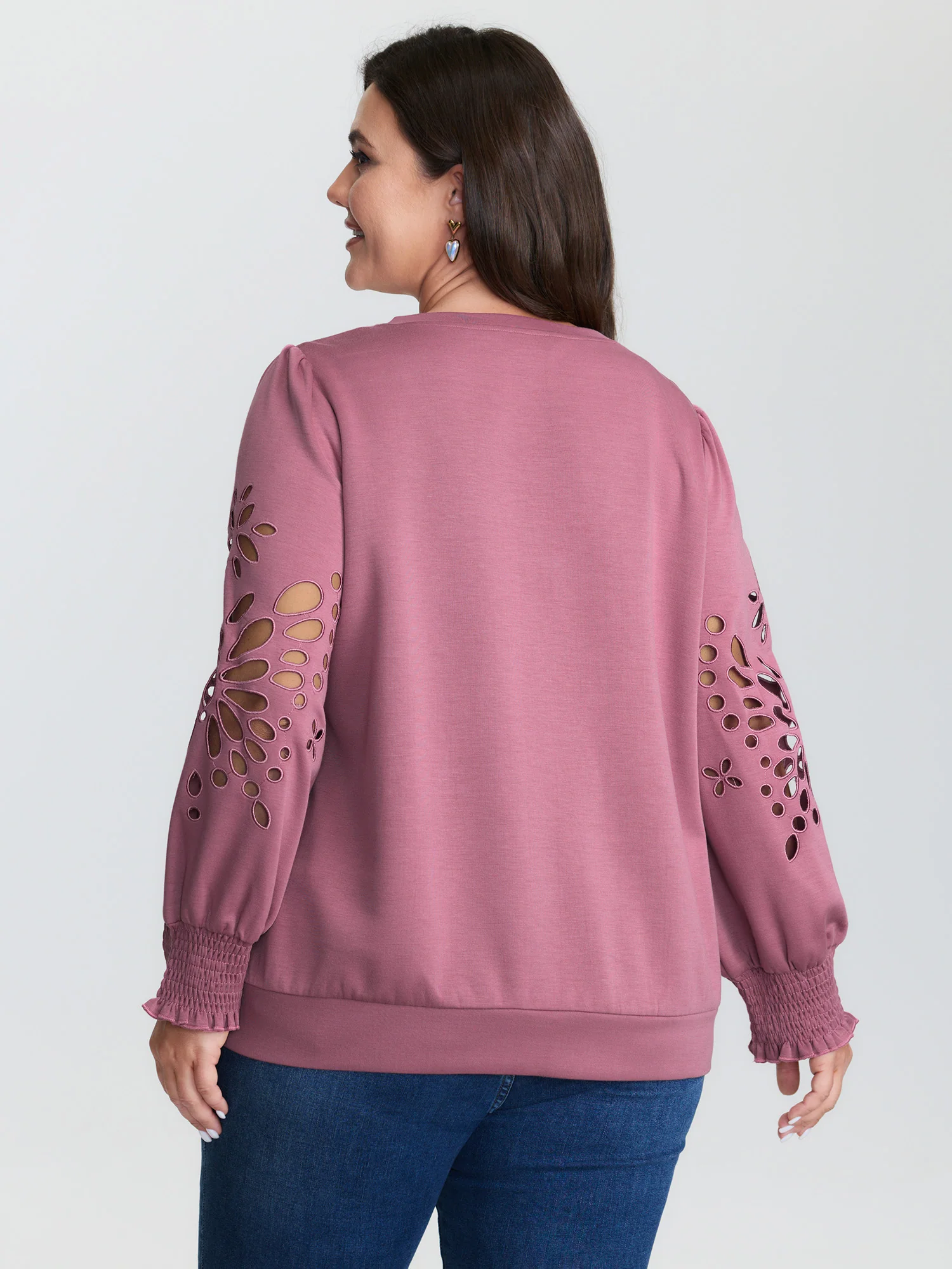 Cut-Out Embroidered Sleeve Rayon Sweatshirt - Image 5