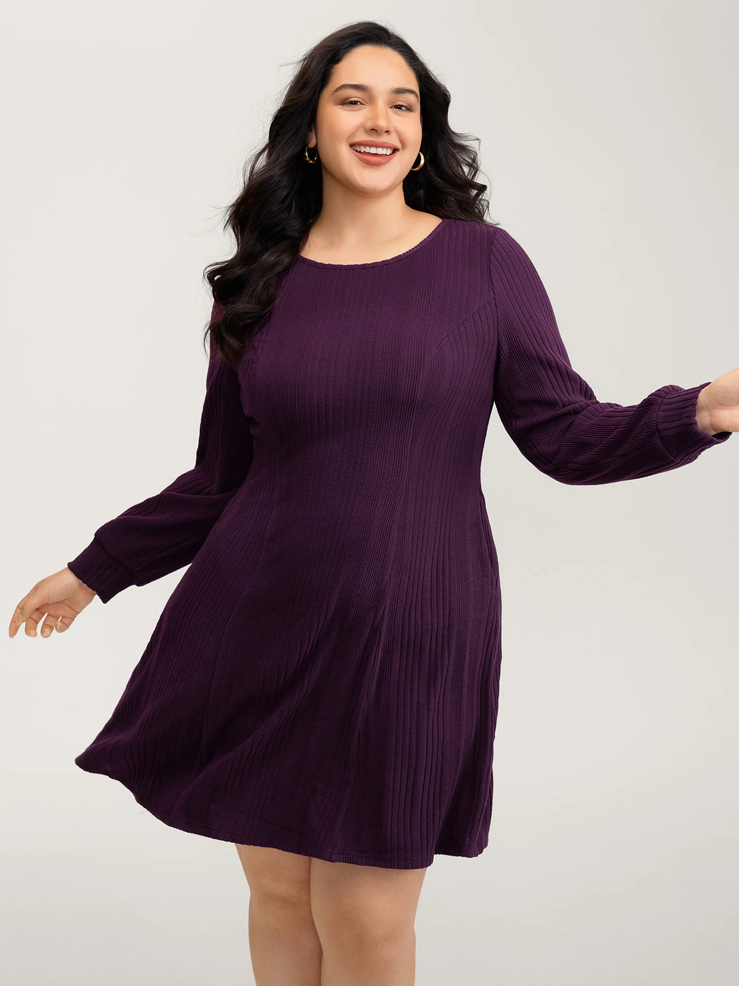Cut-Out Embroidery Ribbed A-Line Mini Dress - Image 2