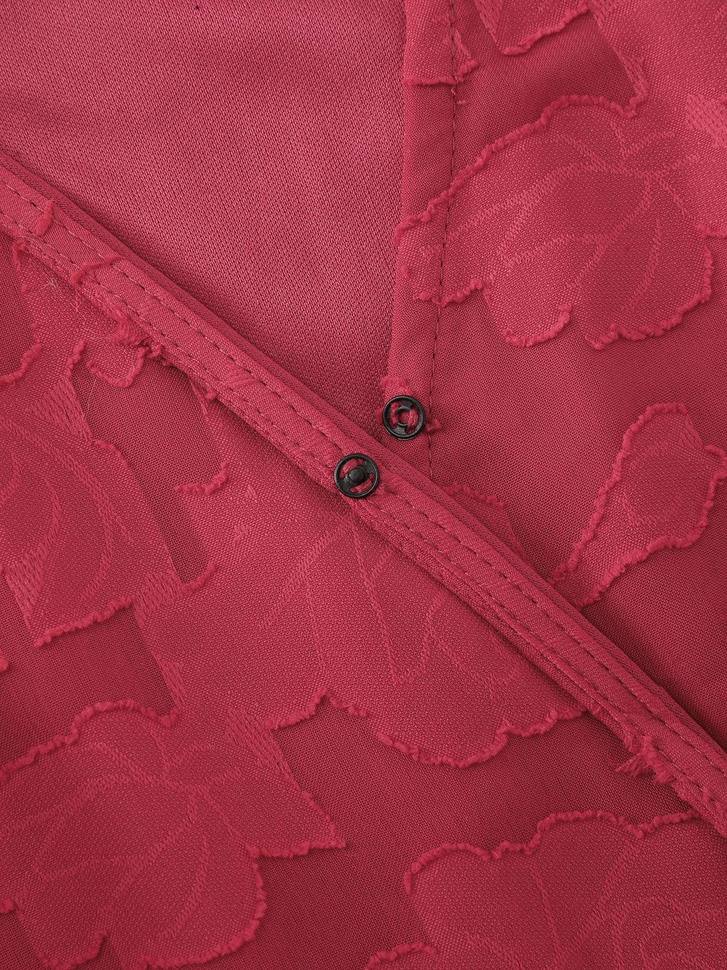Cut-Out Flower Adjustable Belt Blouse - Image 5