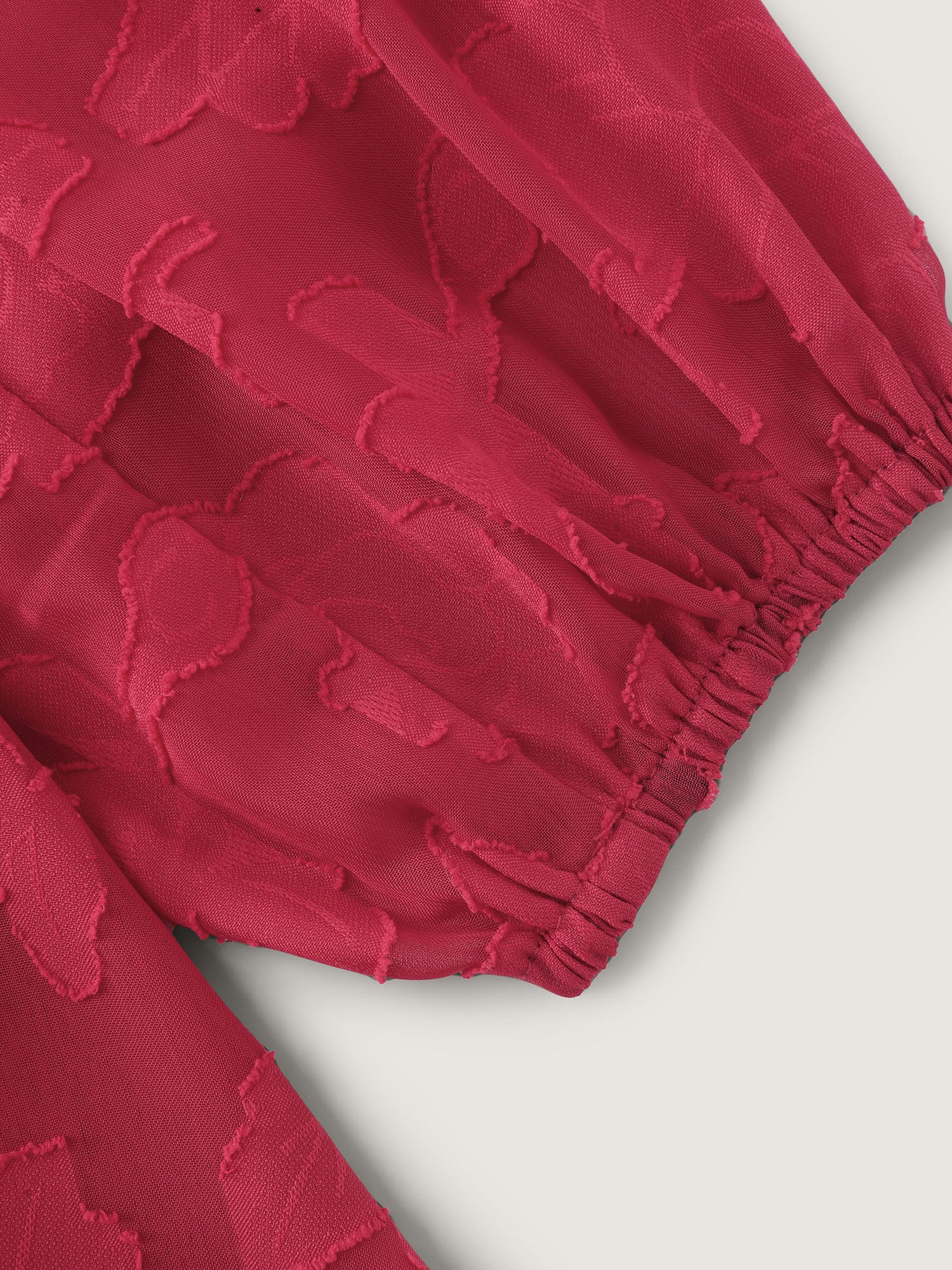 Cut-Out Flower Adjustable Belt Blouse - Image 6