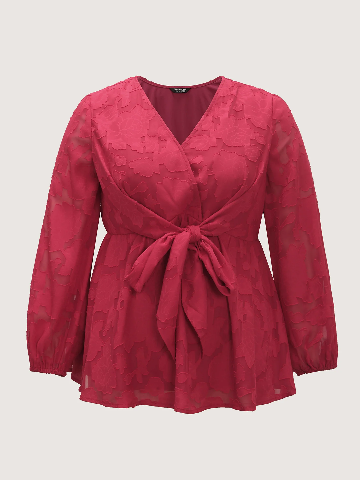 Cut-Out Flower Adjustable Belt Blouse - Image 7