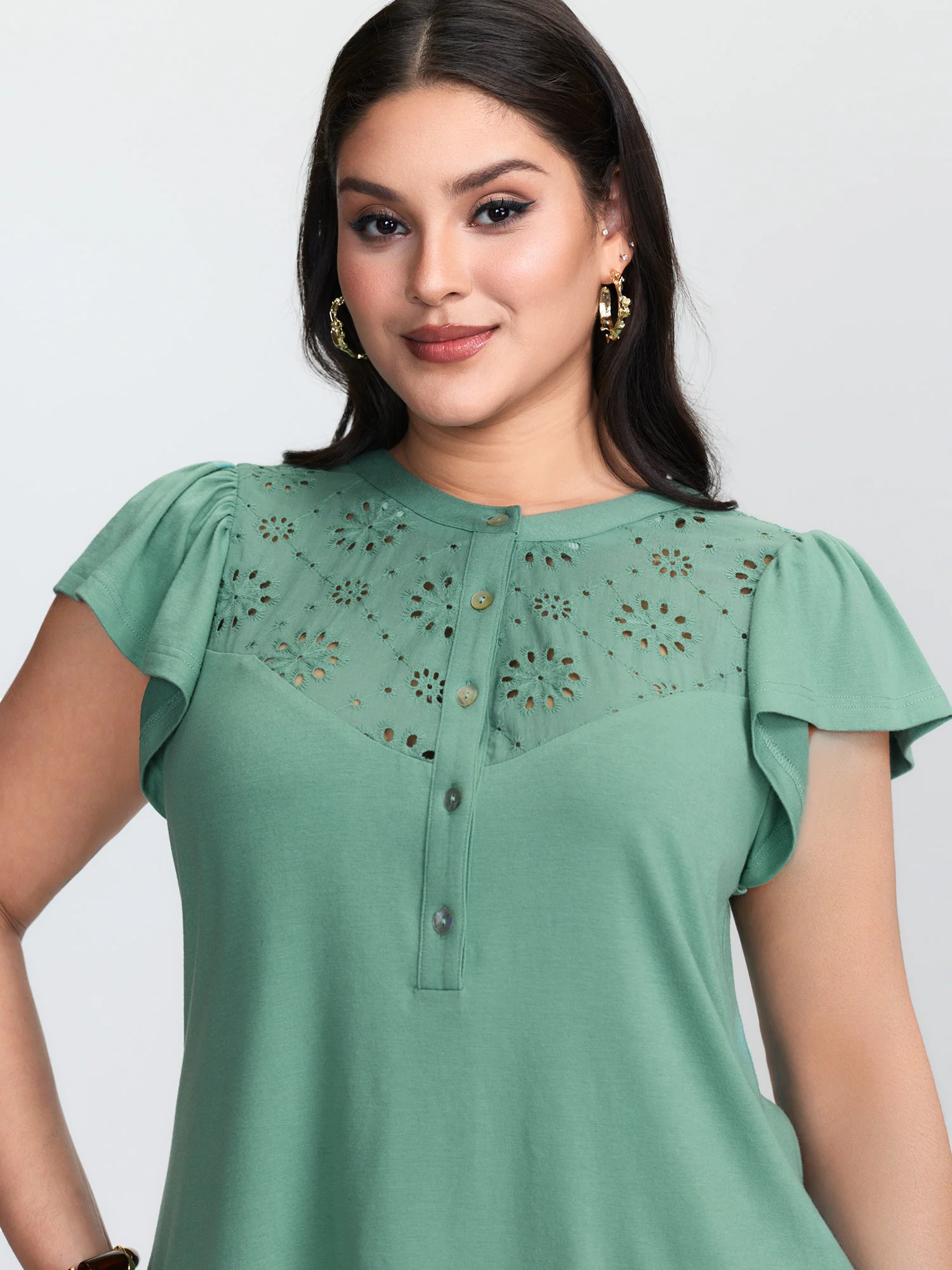 Cut-Out Flutter Sleeve Knit Top - Image 2