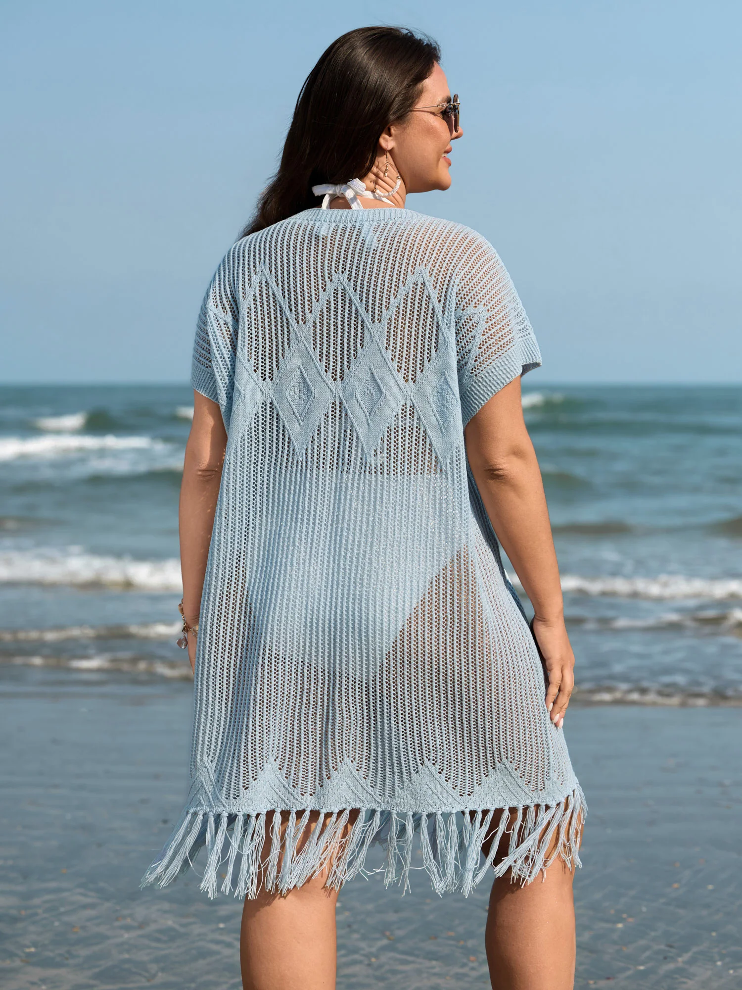 Cut-Out Fringe Hem Swim Cover-Up - Image 4