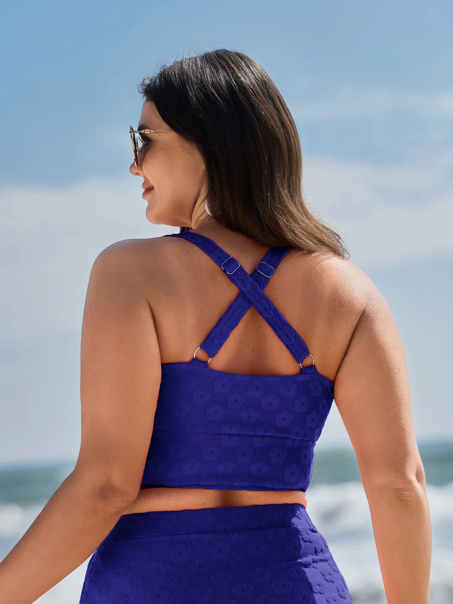 Cut-Out Front-Tie Textured Bikini Top - Image 11