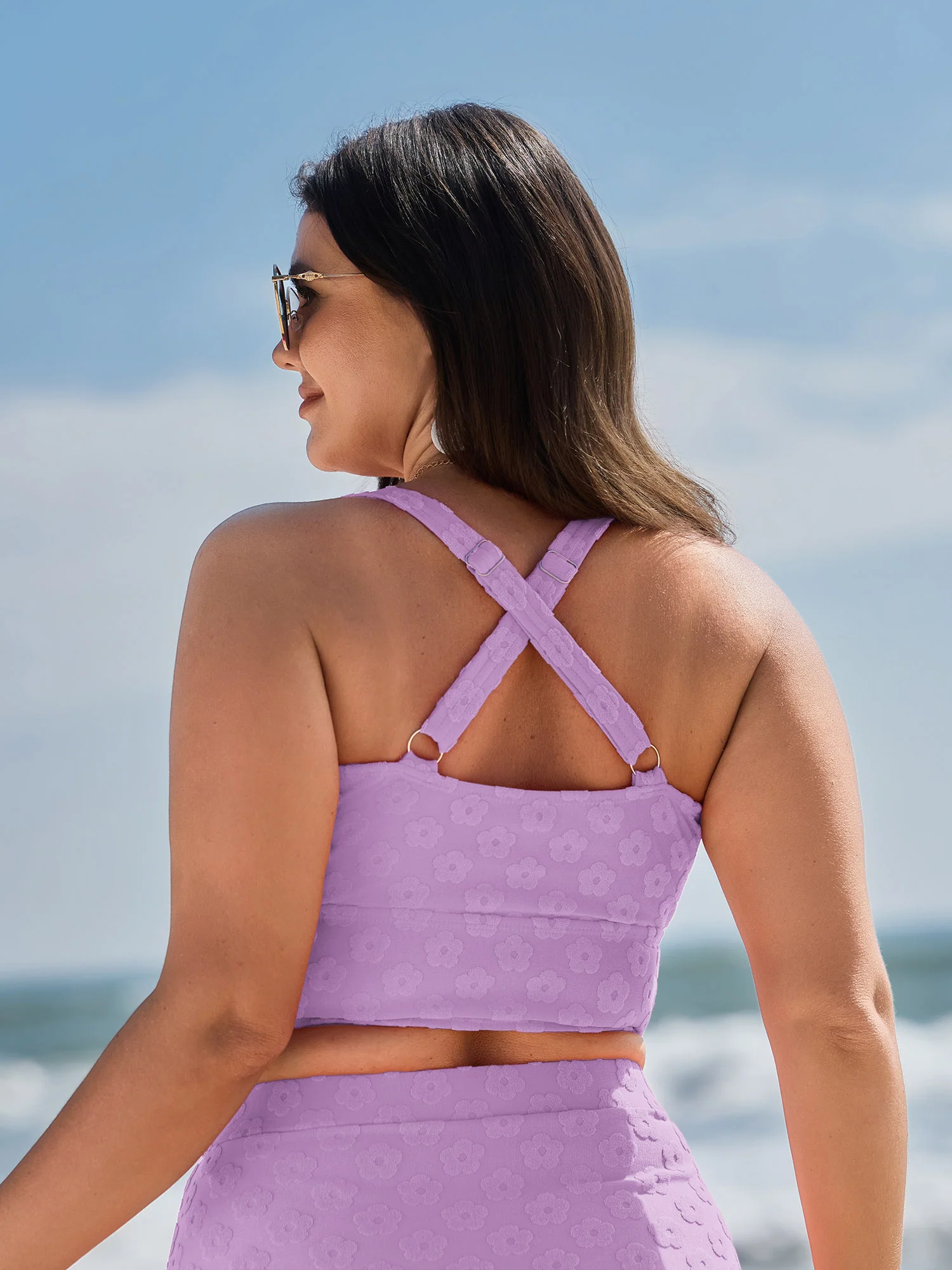 Cut-Out Front-Tie Textured Bikini Top - Image 15