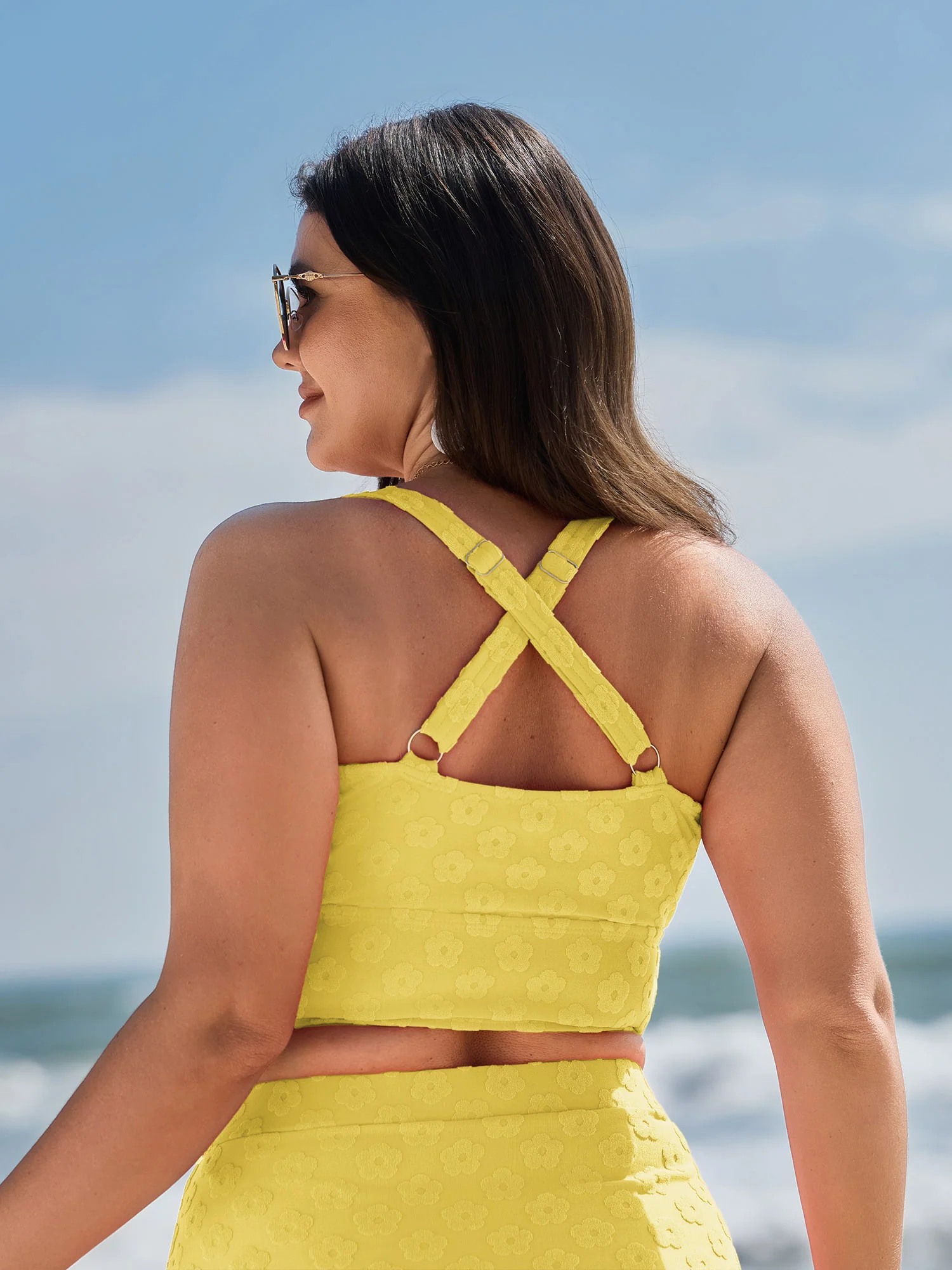 Cut-Out Front-Tie Textured Bikini Top - Image 19