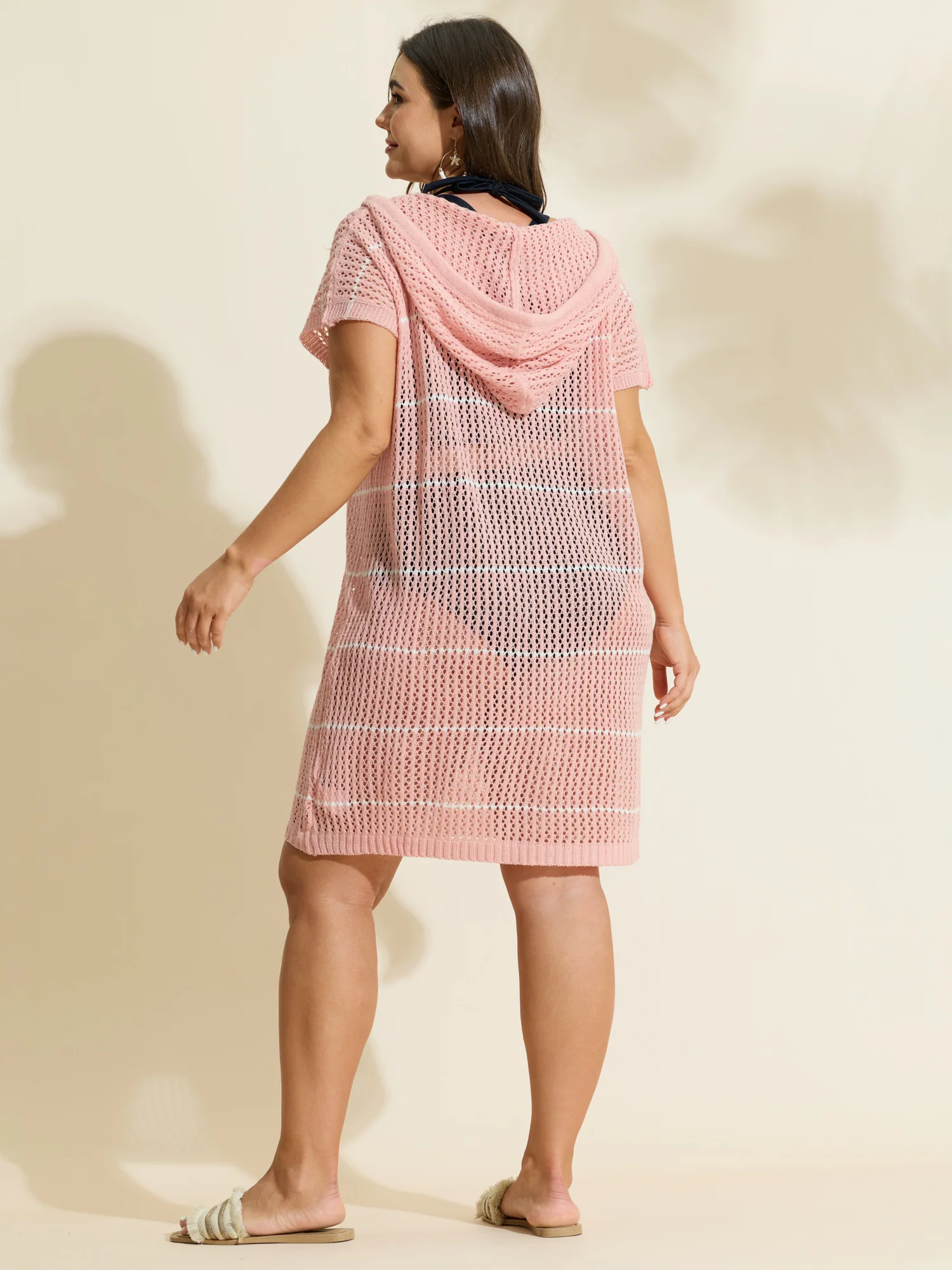 Cut-Out Hooded Drawstring Swim Cover-Up - Image 5