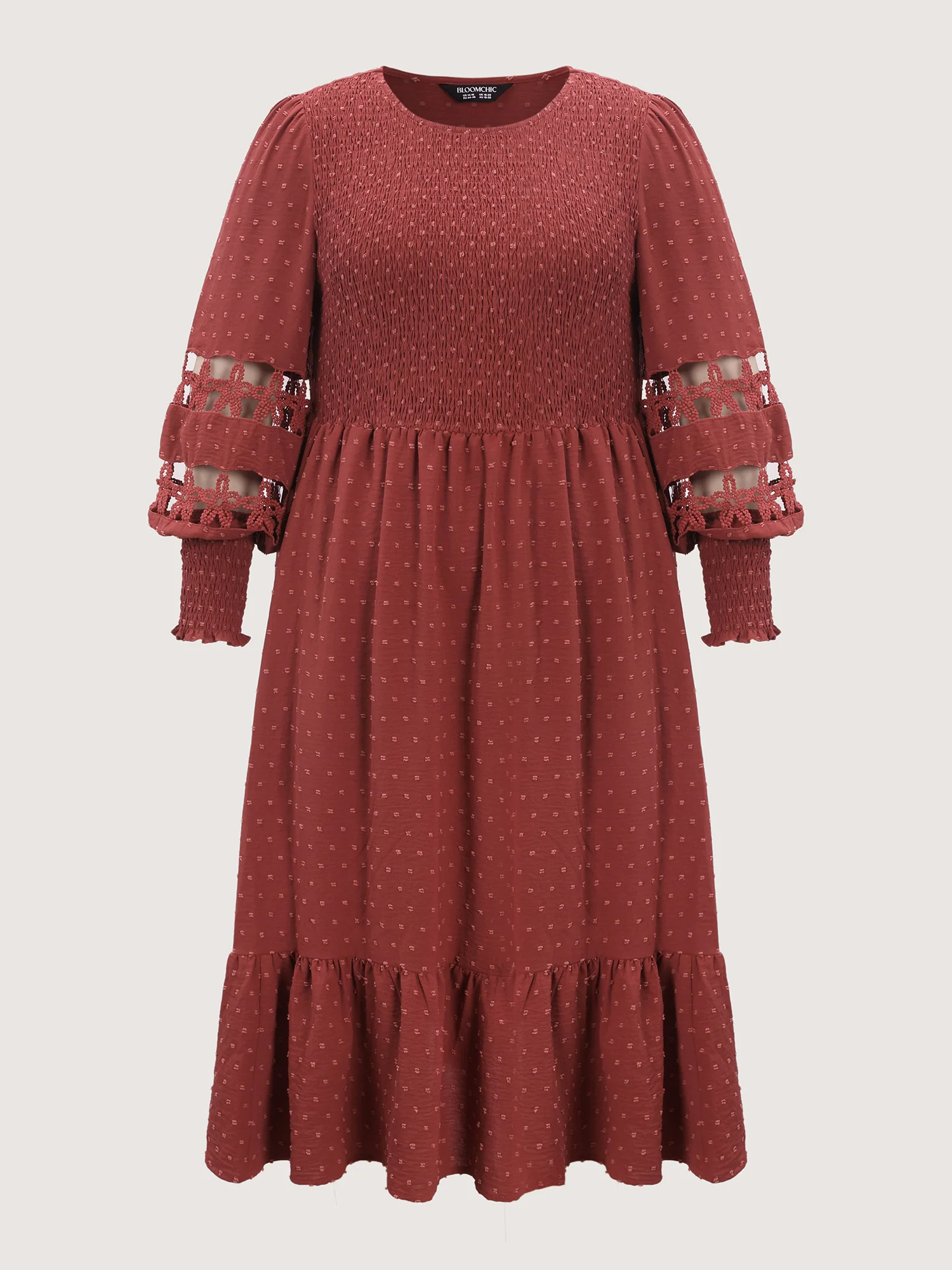 Cut-Out Lace Textured Pockets Midi Dress - Image 9