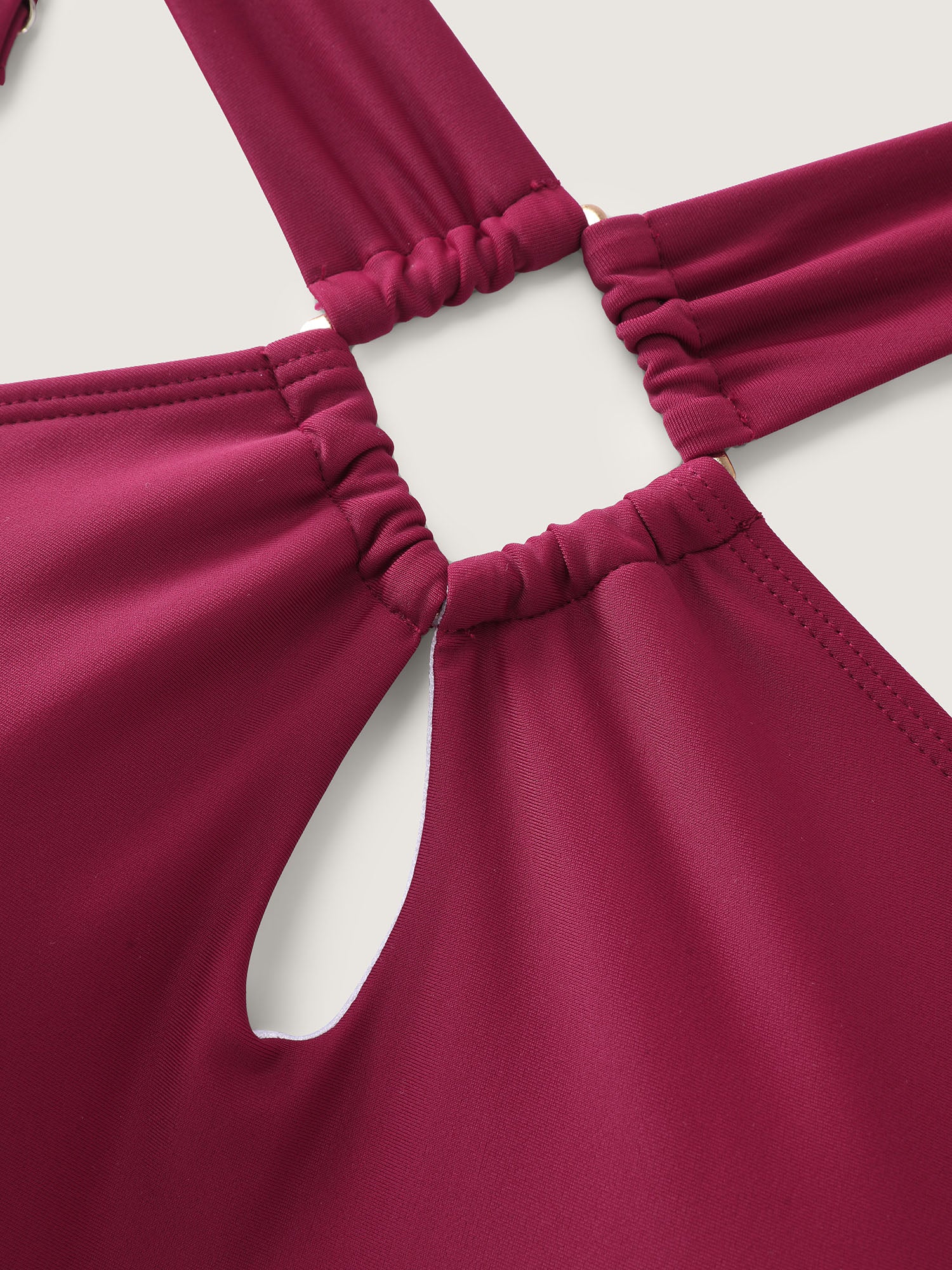 Cut-Out Neckline Cinched Waist Swim Romper - Image 5