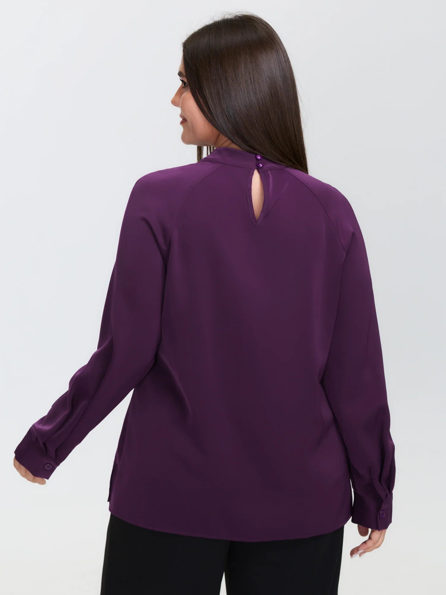 Cut-Out Neckline Pleated Blouse - Image 5