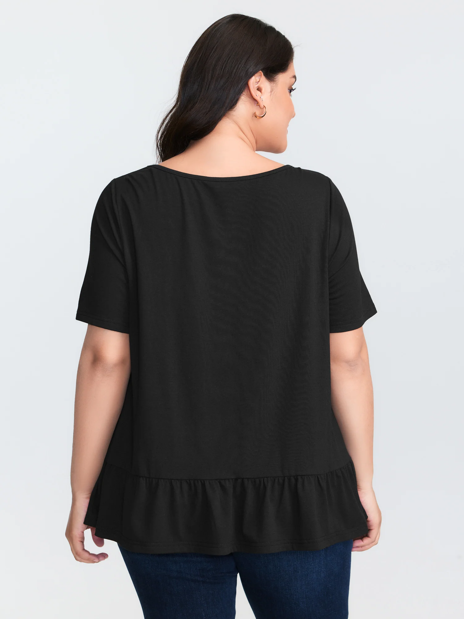 Cut-Out Neckline Stretchy Flowy T-Shirt - Image 5