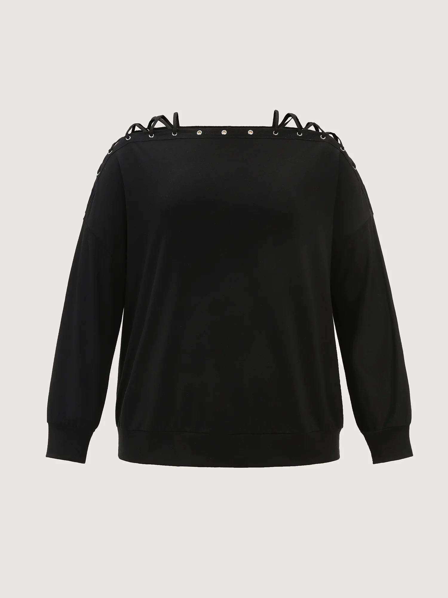 Cut-Out Off-Shoulder Plain Sweatshirt - Image 7