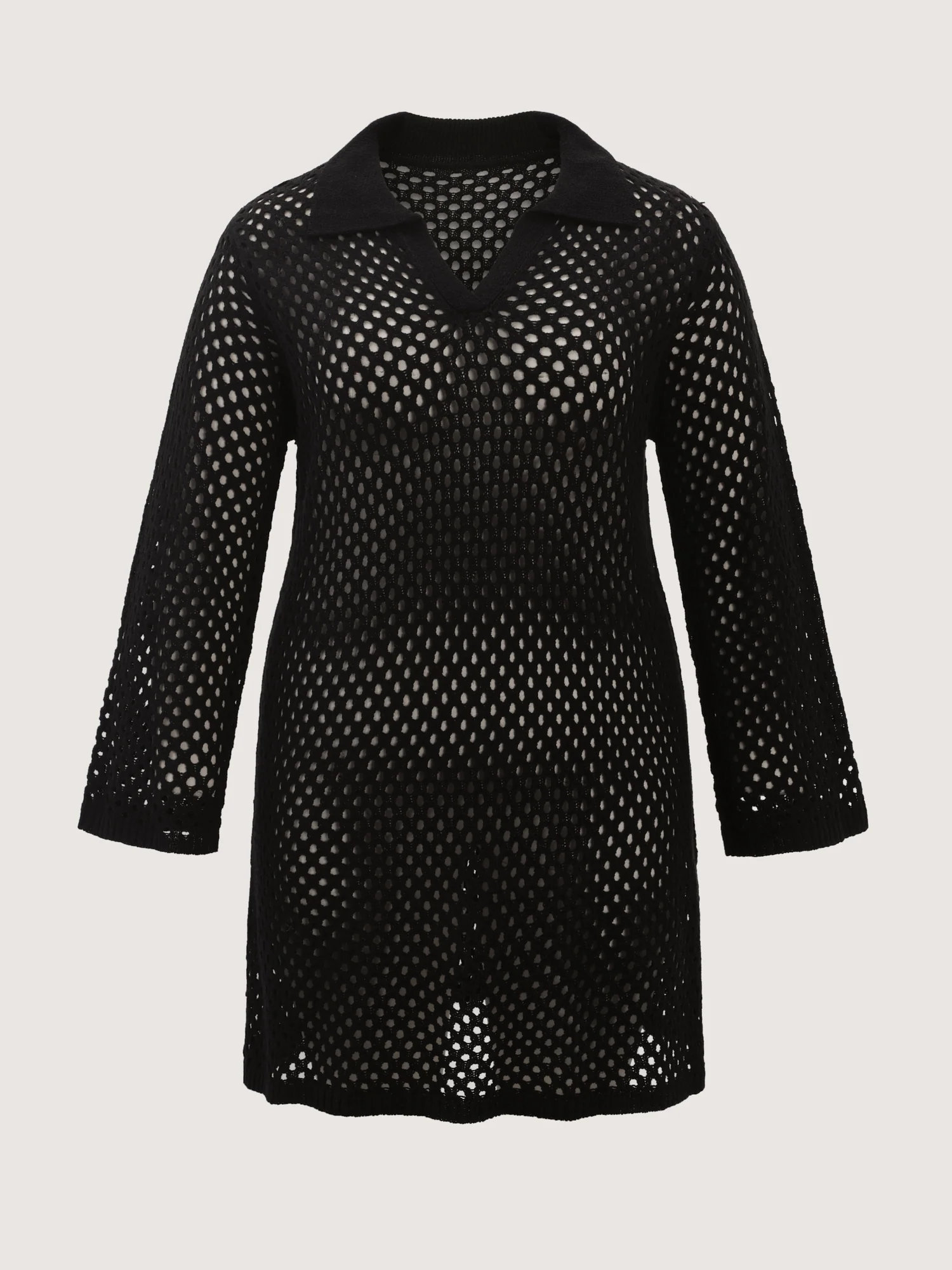 Cut-Out Sheer Collar Swim Cover-Up - Image 8