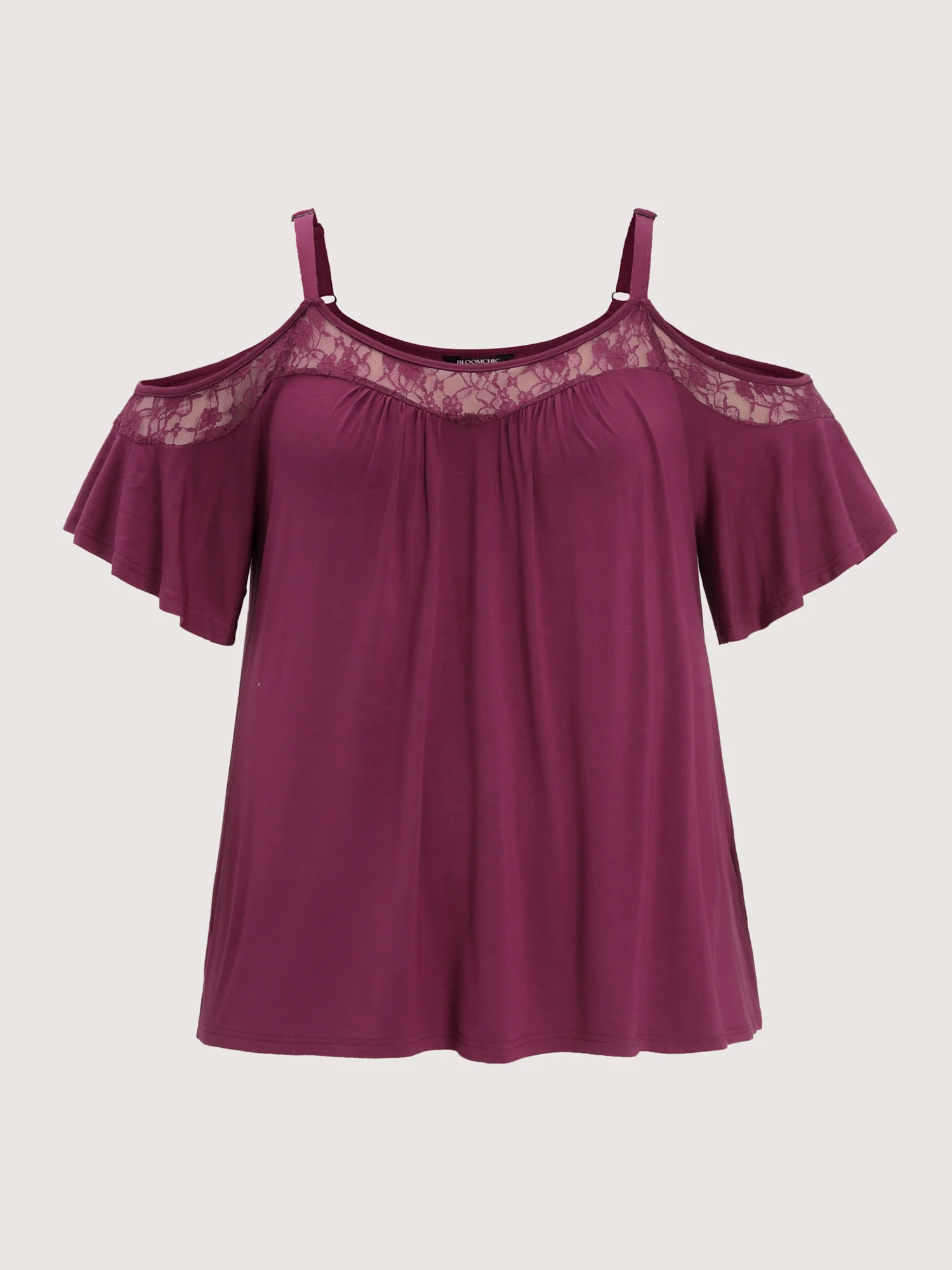 Cut-Out Shoulder Lace Trim Knit Top - Image 6