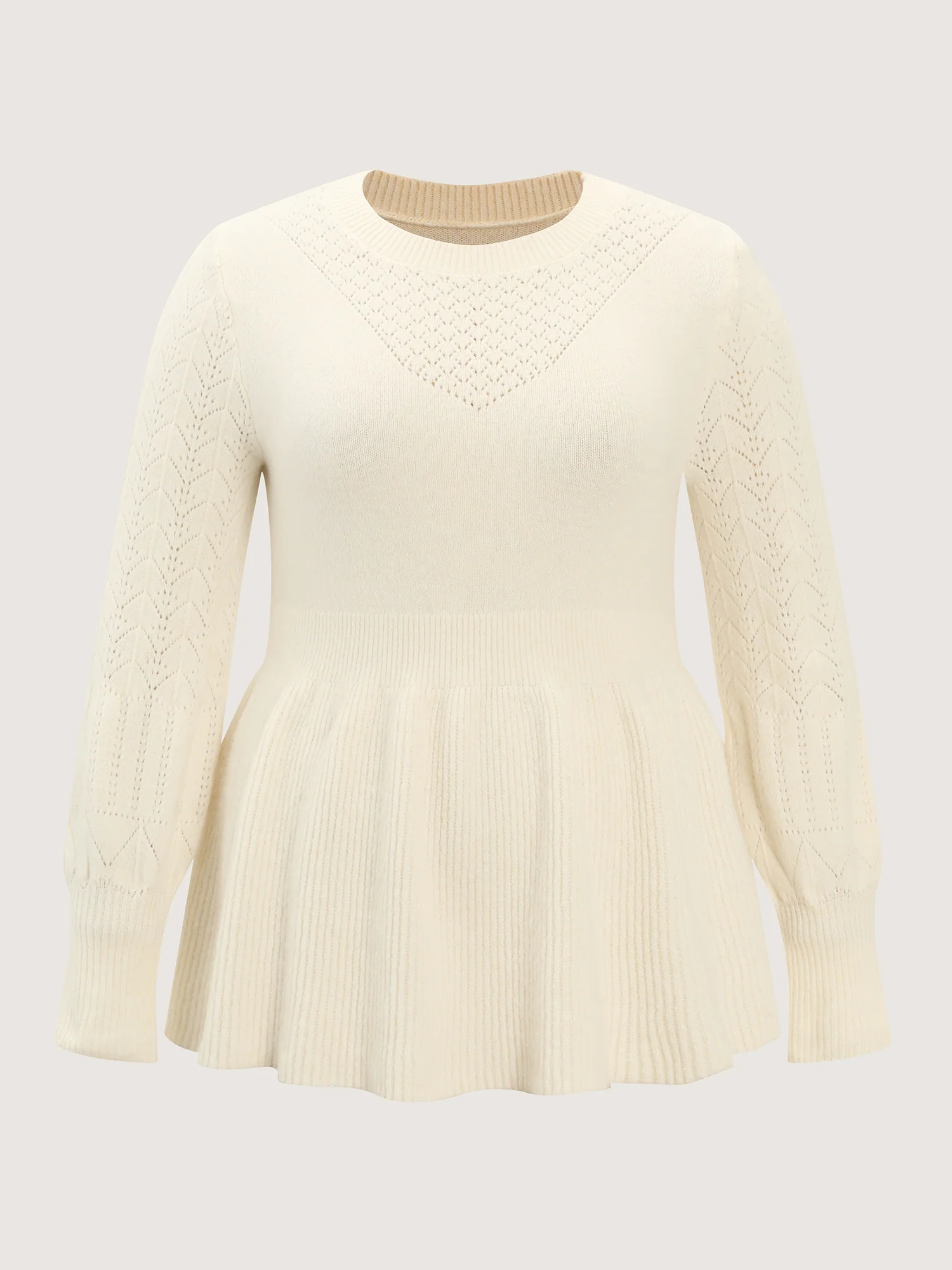 Cut-Out Sleeve Ribbed Hem Pullover - Image 7