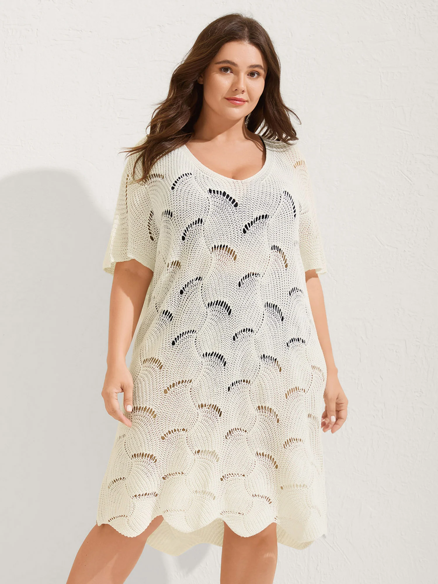 Cut-Out Solid V-Neck Swim Cover Up - Image 11