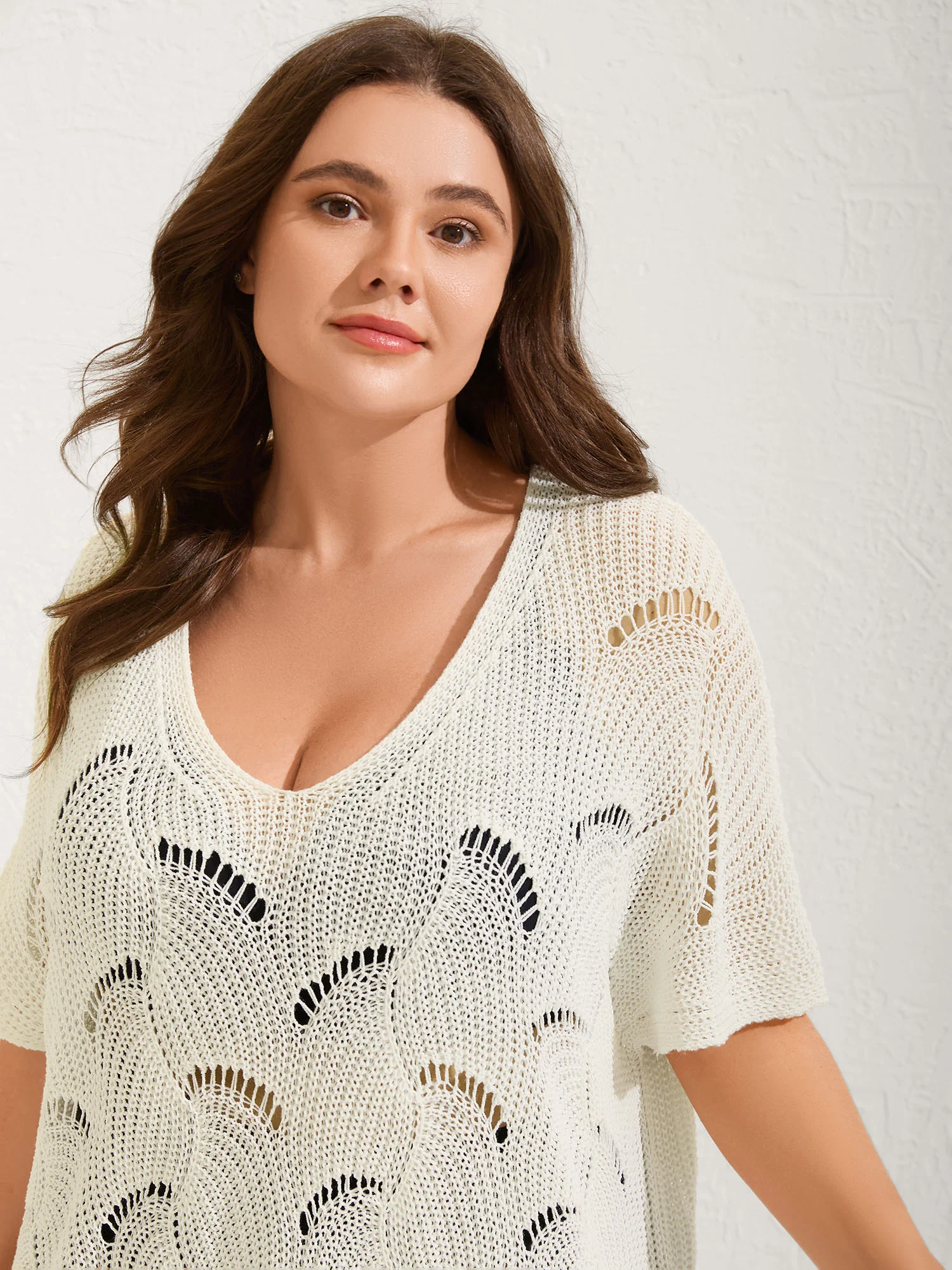 Cut-Out Solid V-Neck Swim Cover Up - Image 14