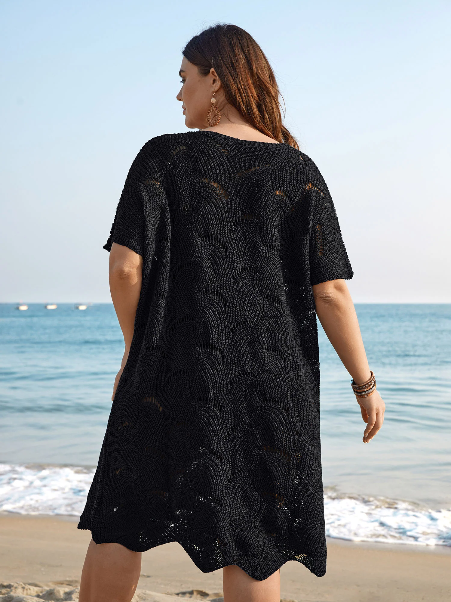 Cut-Out Solid V-Neck Swim Cover Up - Image 2