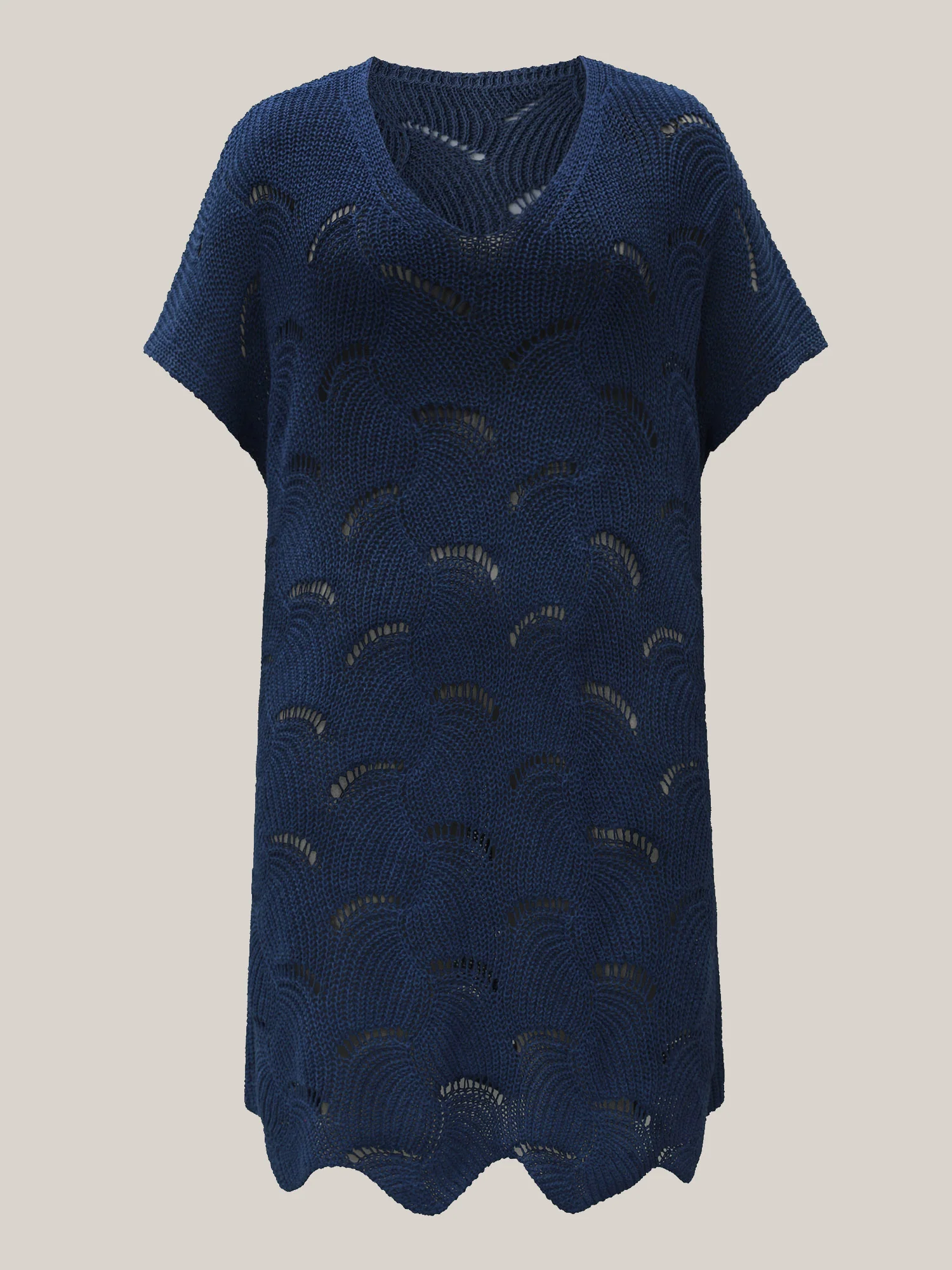 Cut-Out Solid V-Neck Swim Cover Up - Image 22