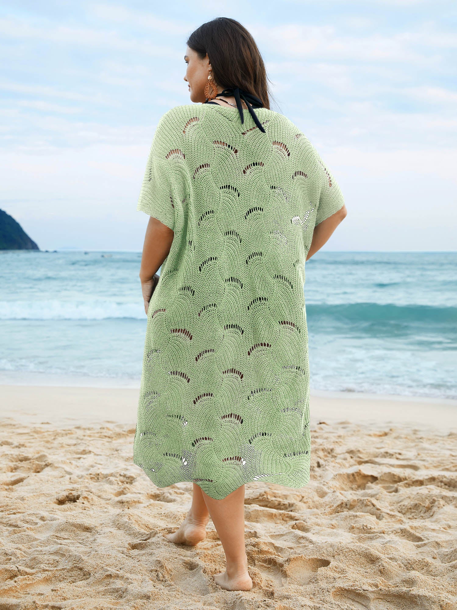 Cut-Out Solid V-Neck Swim Cover Up - Image 7