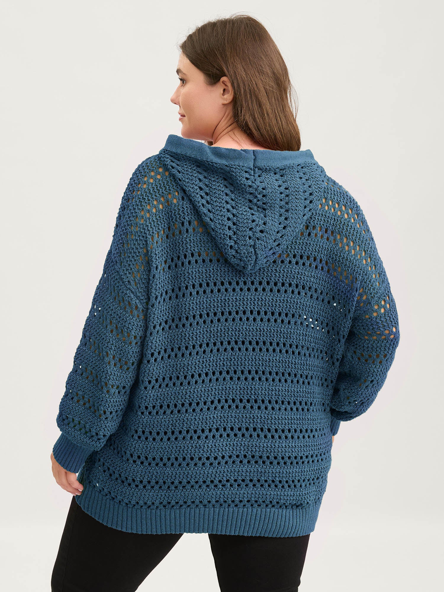 Cut-Out Textured Drop Shoulder Pullover - Image 10