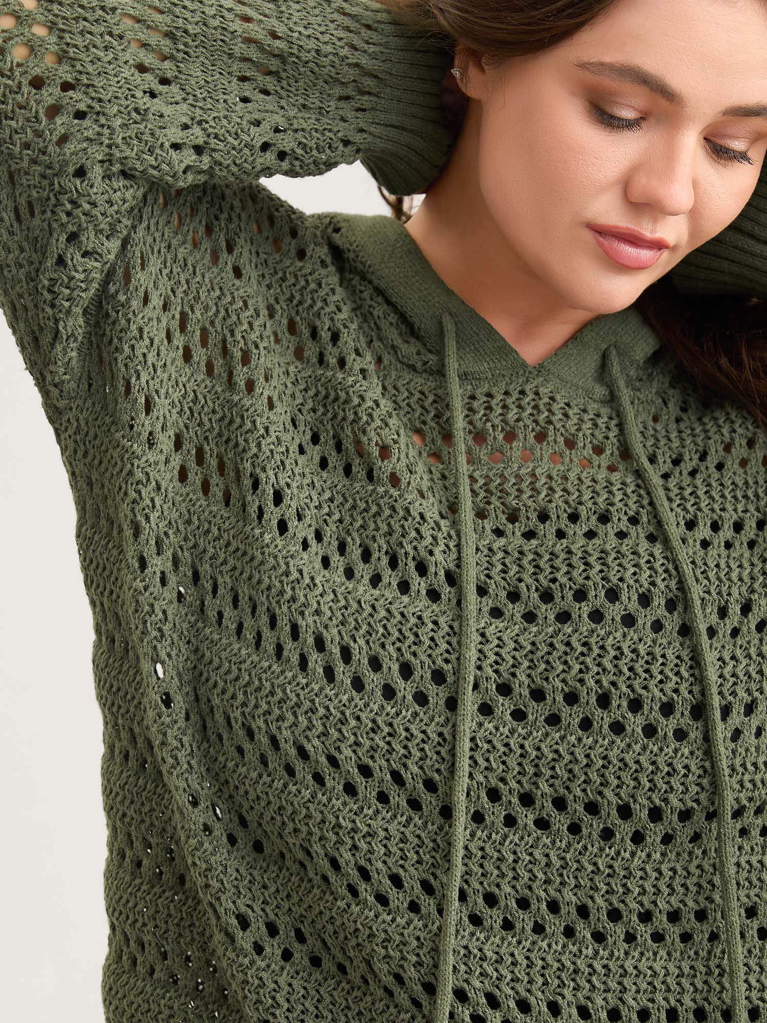 Cut-Out Textured Drop Shoulder Pullover - Image 2