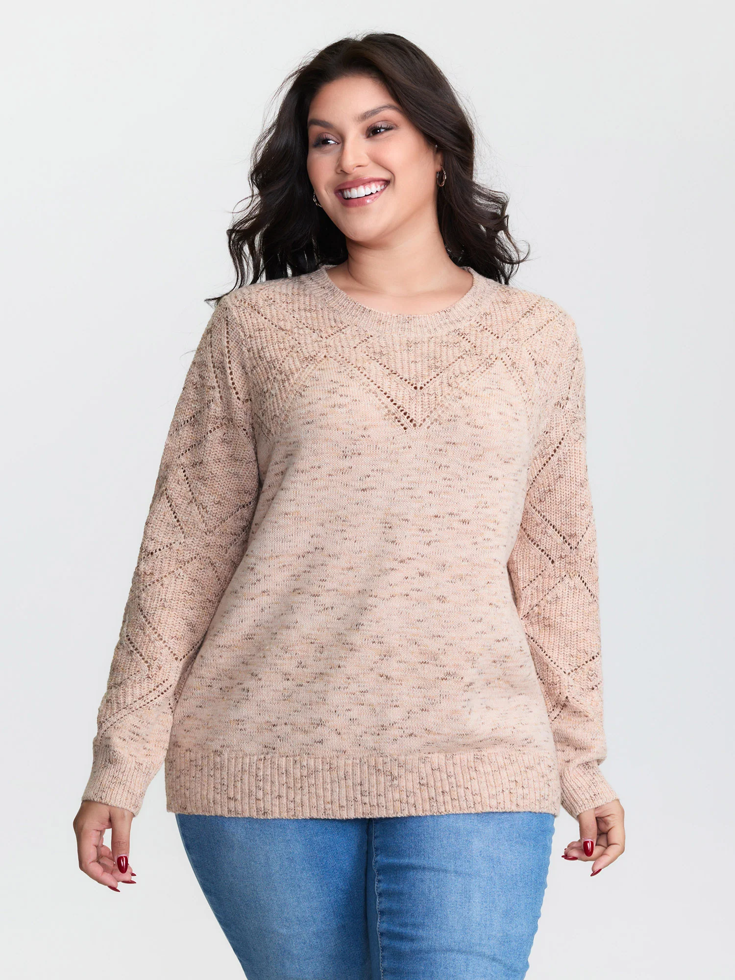 Cut-Out Textured Ribbed Hem Pullover - Image 2