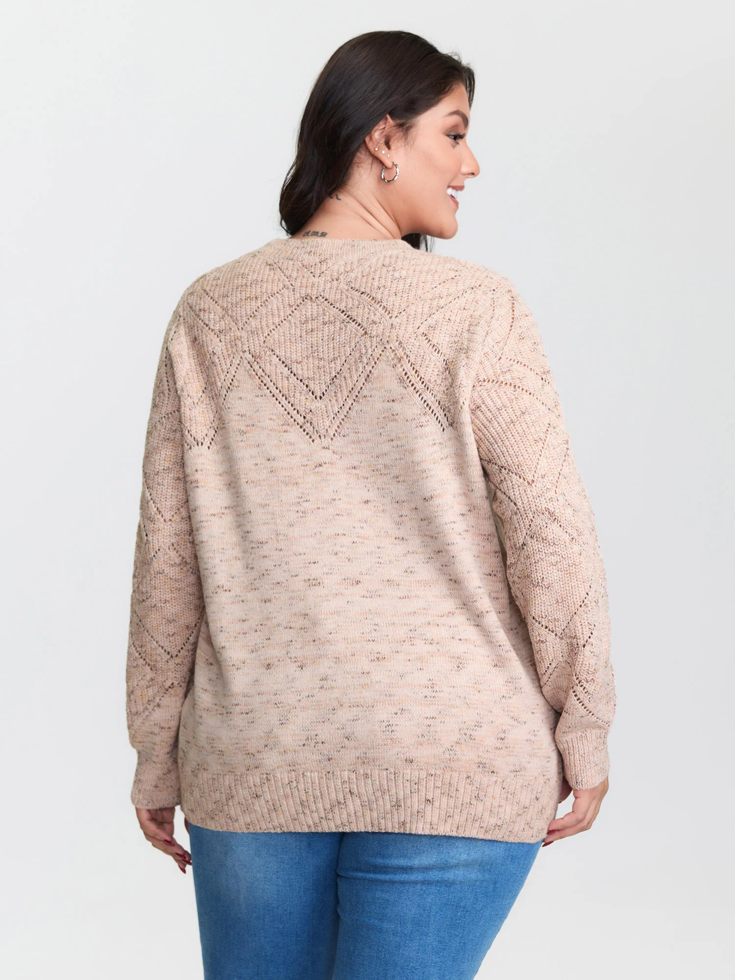 Cut-Out Textured Ribbed Hem Pullover - Image 5