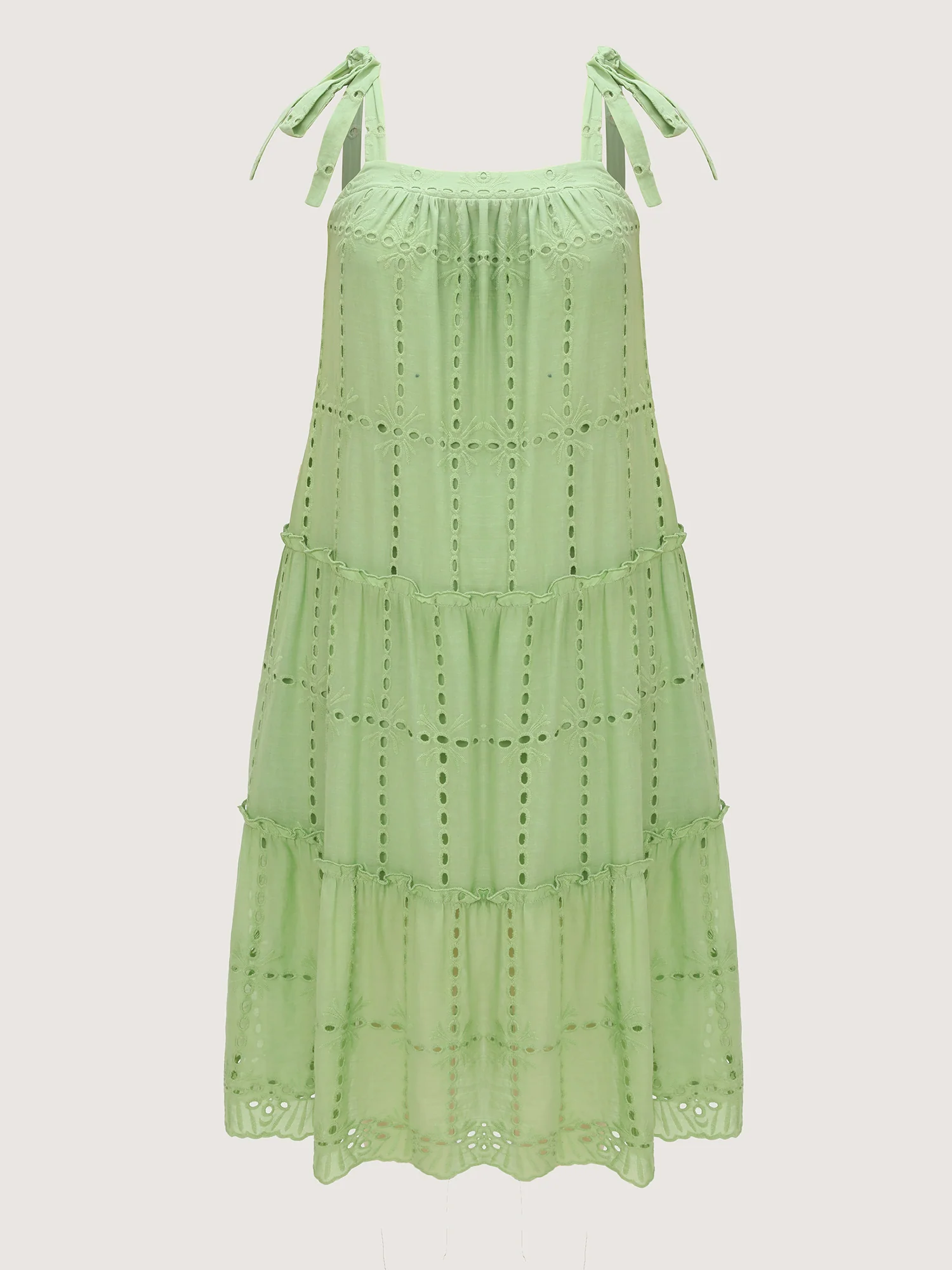 Cut Out Textured Shoulder Ties Midi Dress - Image 7