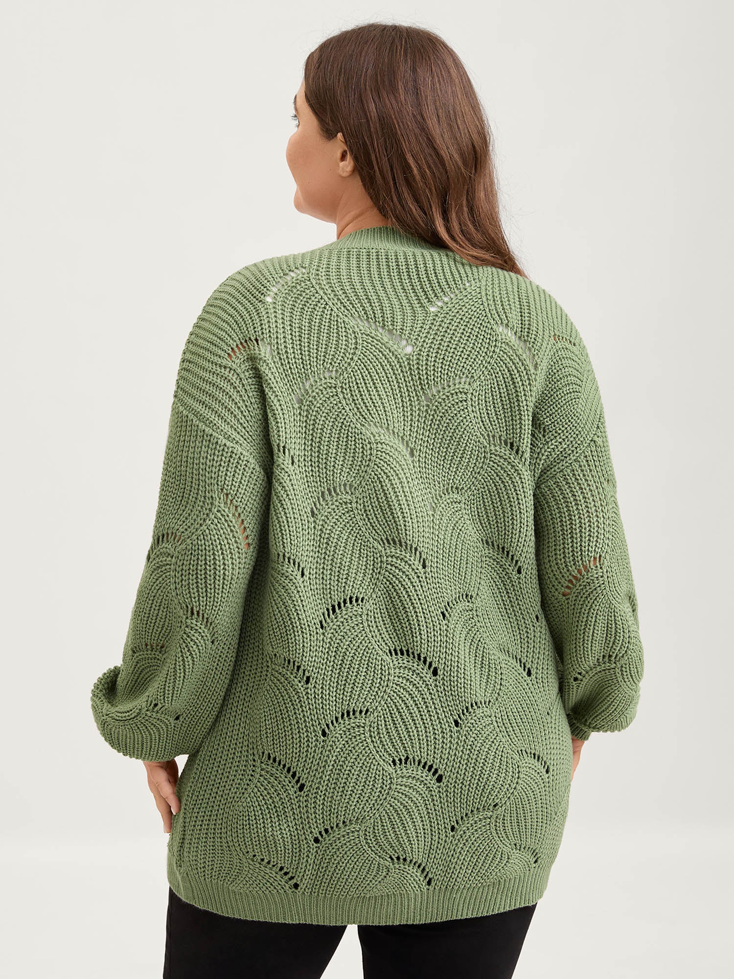 Cut-Out Textured Tie Knit Cardigan - Image 4