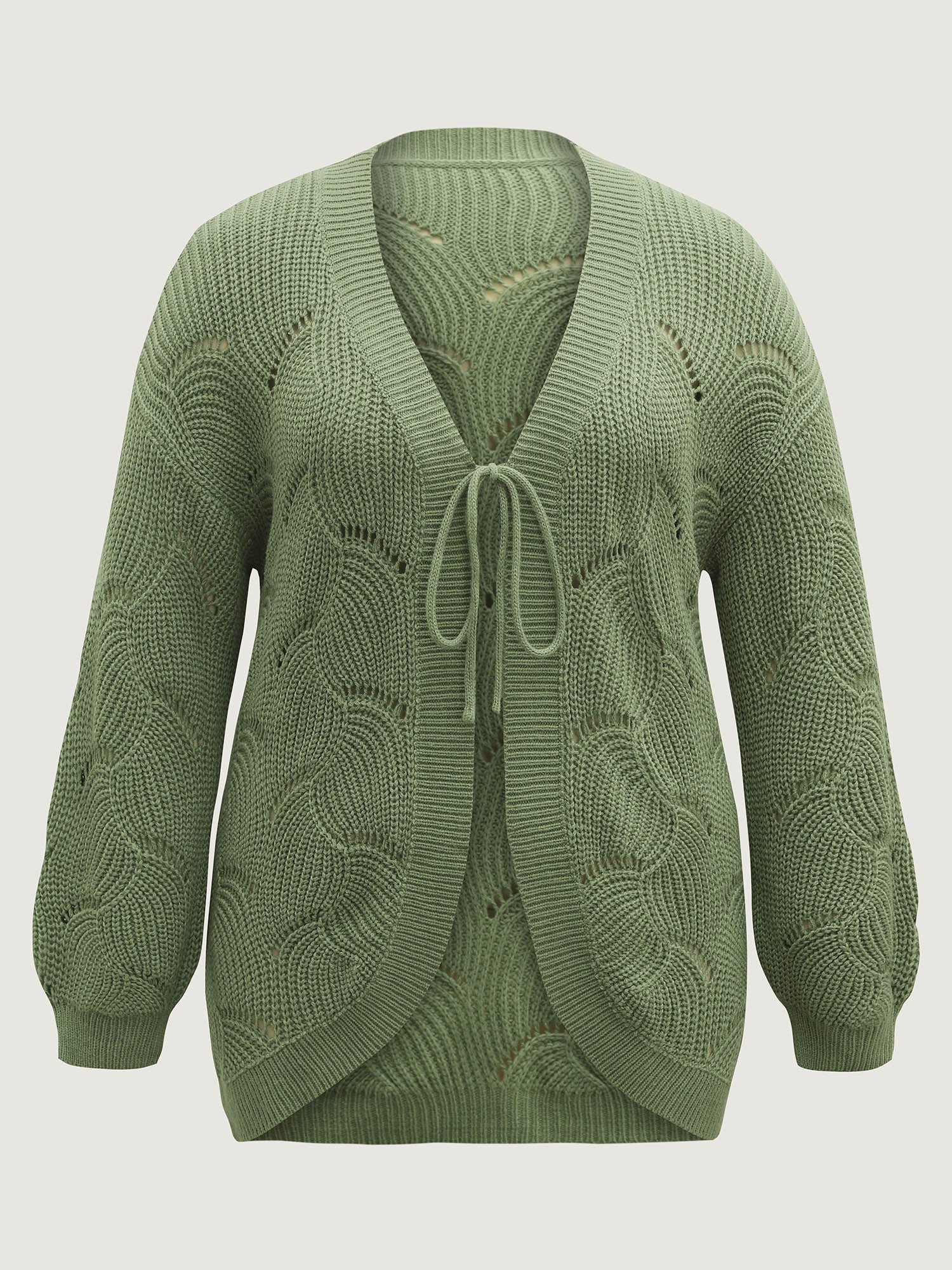 Cut-Out Textured Tie Knit Cardigan - Image 8