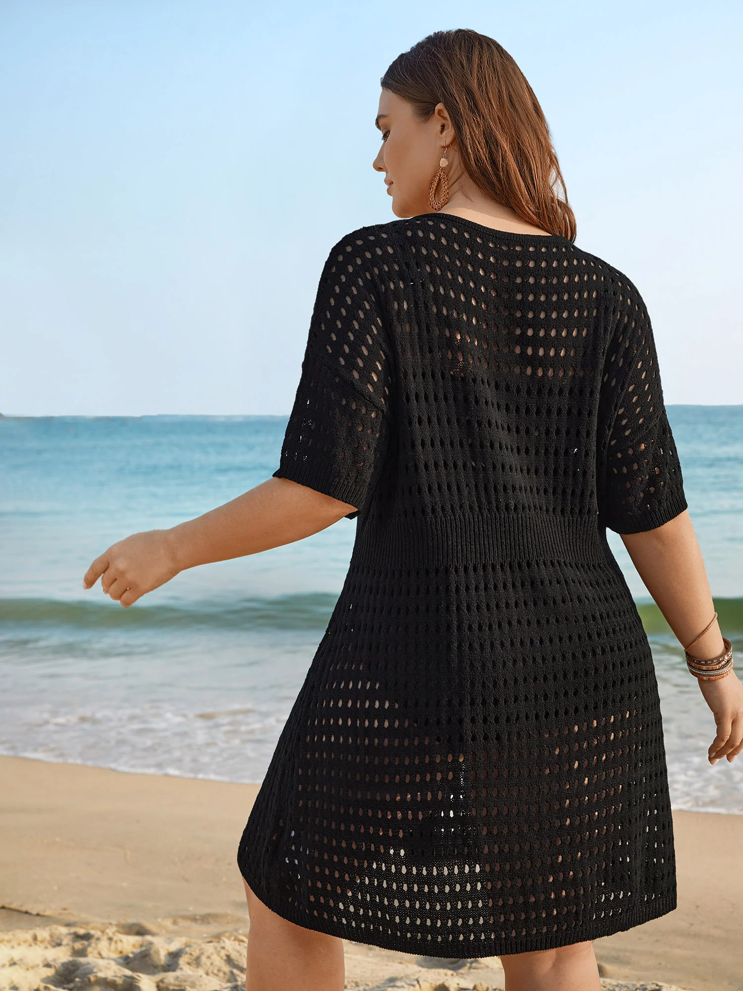 Cut-Out Waist-Cinched Button Swim Cover-Up - Image 2