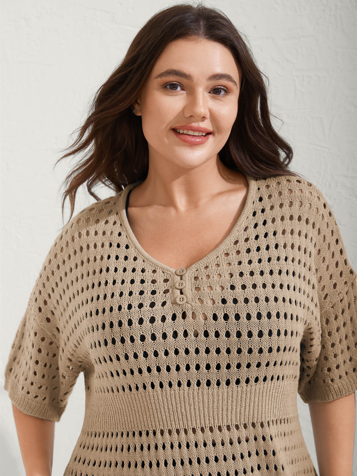 Cut-Out Waist-Cinched Button Swim Cover-Up - Image 20