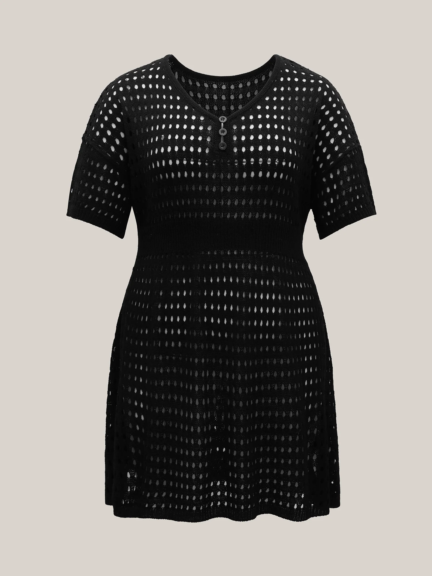 Cut-Out Waist-Cinched Button Swim Cover-Up - Image 8